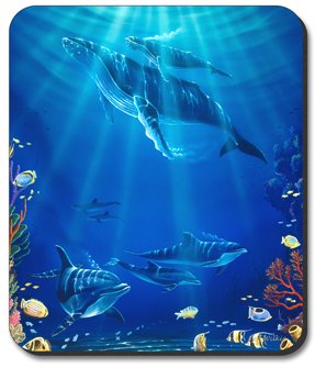 Whale & Calf Art Plate Mouse Pad - Non-Slip Desk Mat for Computers, Laptops, Gaming - Perfect for Office, Home, and Workstations