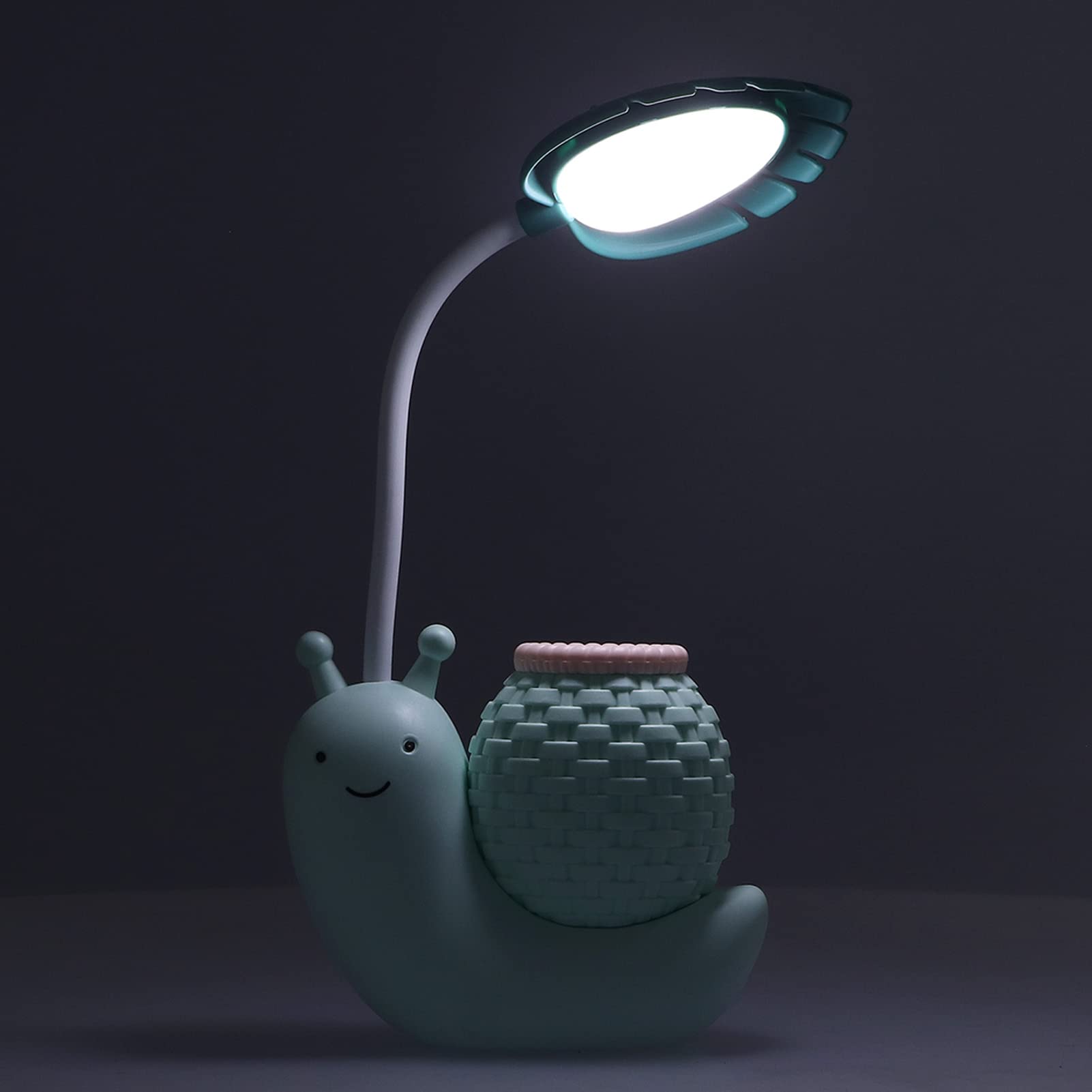 Serlium Adjustable USB Desk Lamp with Charging Port - 3 Brightness Levels, Eye-Caring LED Light for Study, Reading & Office Work - Cute Blue Table Lamp for Kids Room, Dorm & Home Decor
