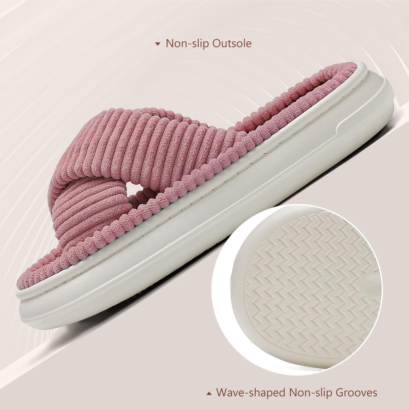 NineCiFun Women's Platform Slippers - Comfortable Open Toe Slide Sandals for Indoor & Outdoor Use - Perfect for Summer, Home, Bedroom, and Beach Wear