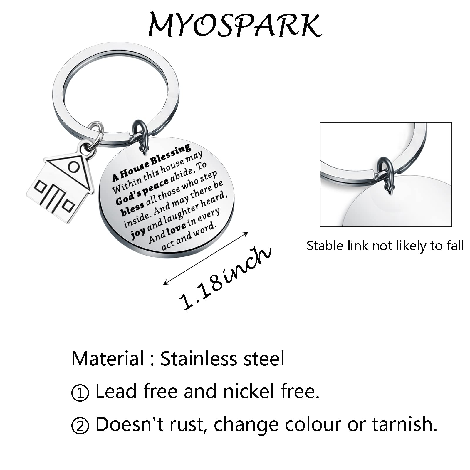 MYOSPARK New House Keychain - Elegant Homeowner Jewelry Gift for Women, First Home & Housewarming Present, House Blessing Keepsake - Perfect for New Home Celebrations & Special Occasions