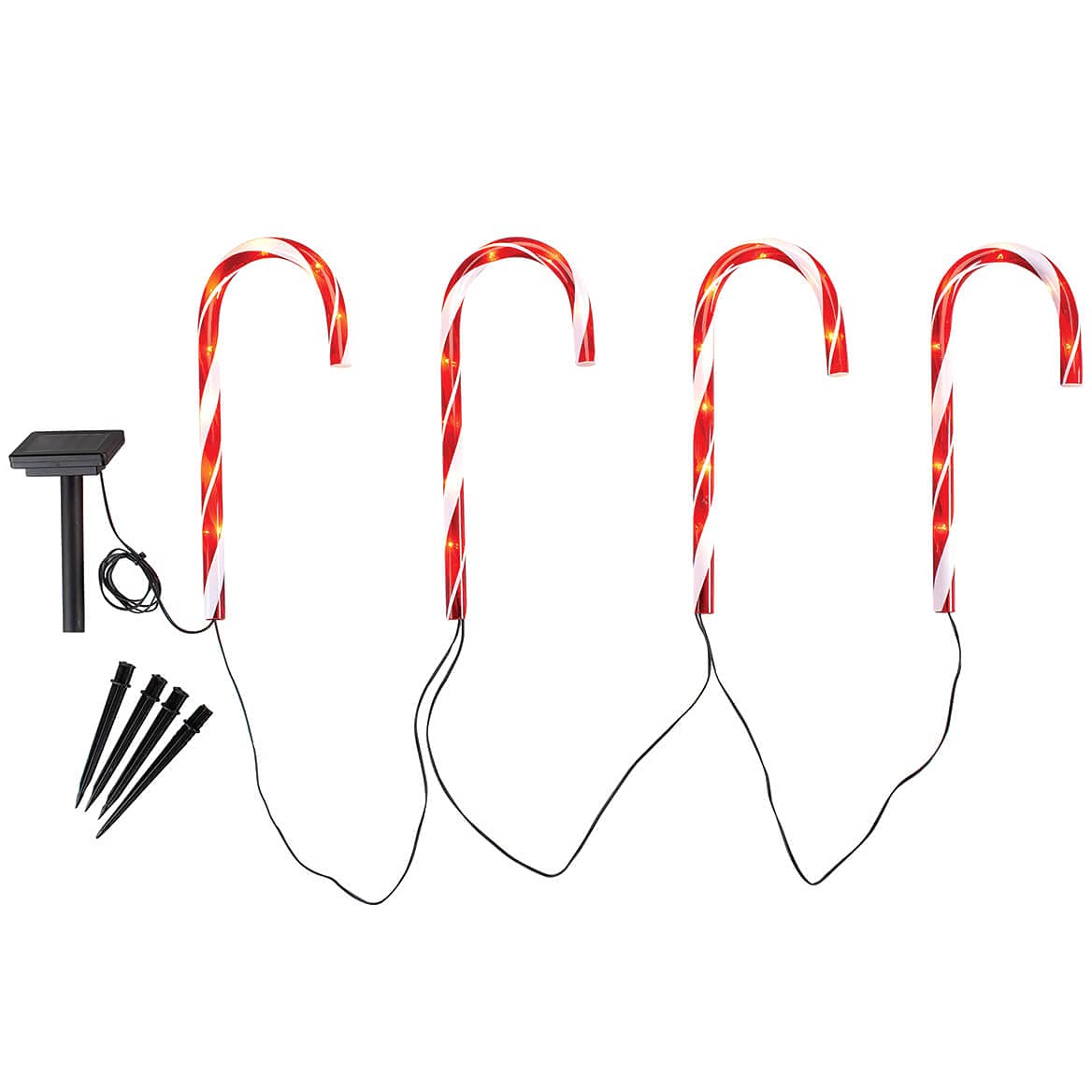 Fox RiverTM Creations Solar Candy Cane Lights Outdoor Decor - Set of 4 Waterproof LED Christmas Pathway Lights for Garden, Yard, and Holiday Decoration