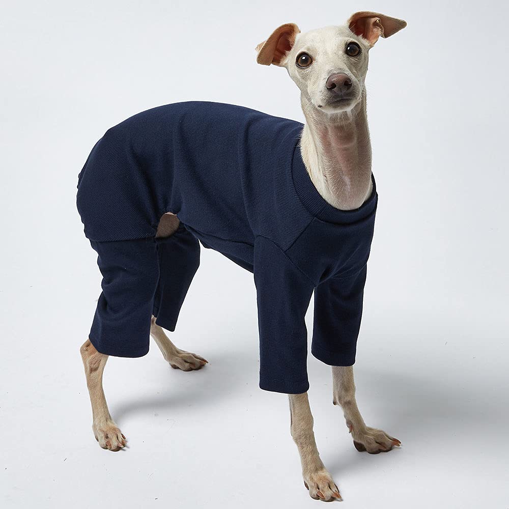 Soft Stretchable Dog Pajamas for Small Dogs - Cozy Onesie Jammies & Bodysuit (Small, Navy Blue) - Perfect for Indoor Lounging & Cold Weather Comfort