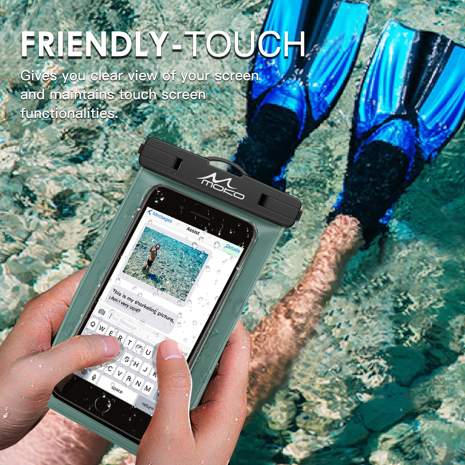 Waterproof Phone Pouch Case - IPX8 Dry Bag with Adjustable Lanyard & Armband for iPhone 16/15/14/13/12/11 Pro Max/X/Xr/Xs Max/SE 3 & Samsung S24/S23/S21/S20/S10/S9 - Military Green - Perfect for Swimming, Beach, Kayaking & Outdoor Activities