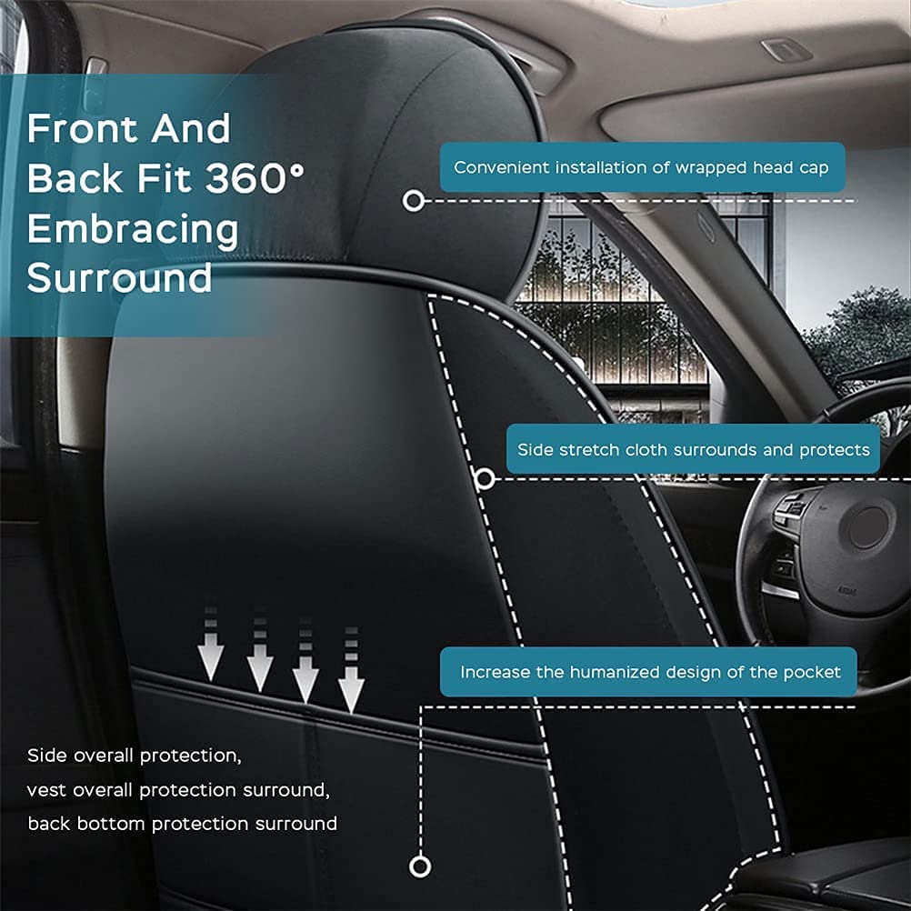 Premium PU Leather Front Seat Covers for Cars - Luxury, Comfortable & Stylish (Black & Blue) | Perfect for Daily Commute, Road Trips & Car Protection