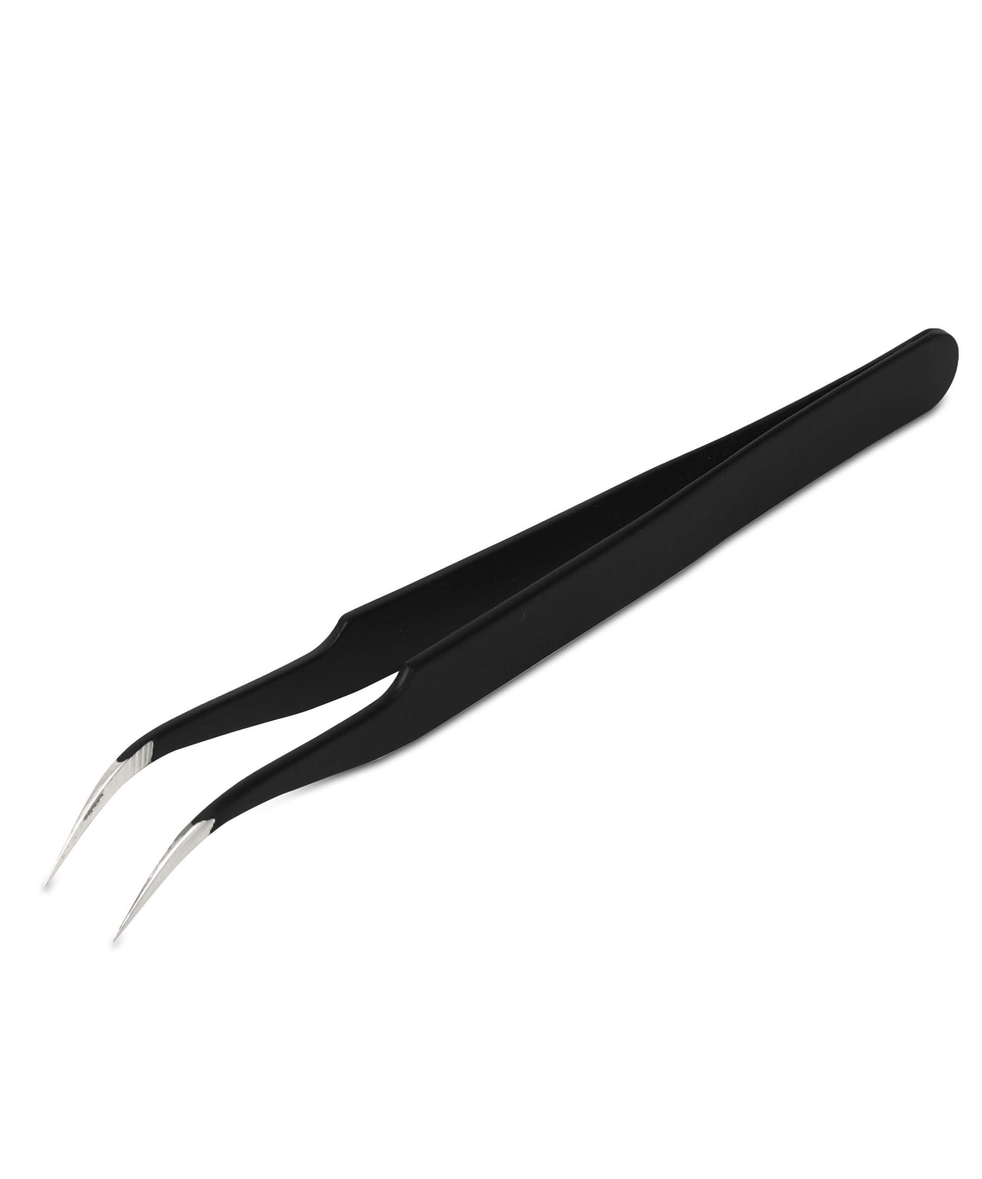 Alis Professional Multipurpose Tweezer Set for Eyelash Extensions, Nail Art & Manicure - False Eyelash Application Tool (Black SQ45) - Perfect for Salon, Home Use & Beauty Professionals