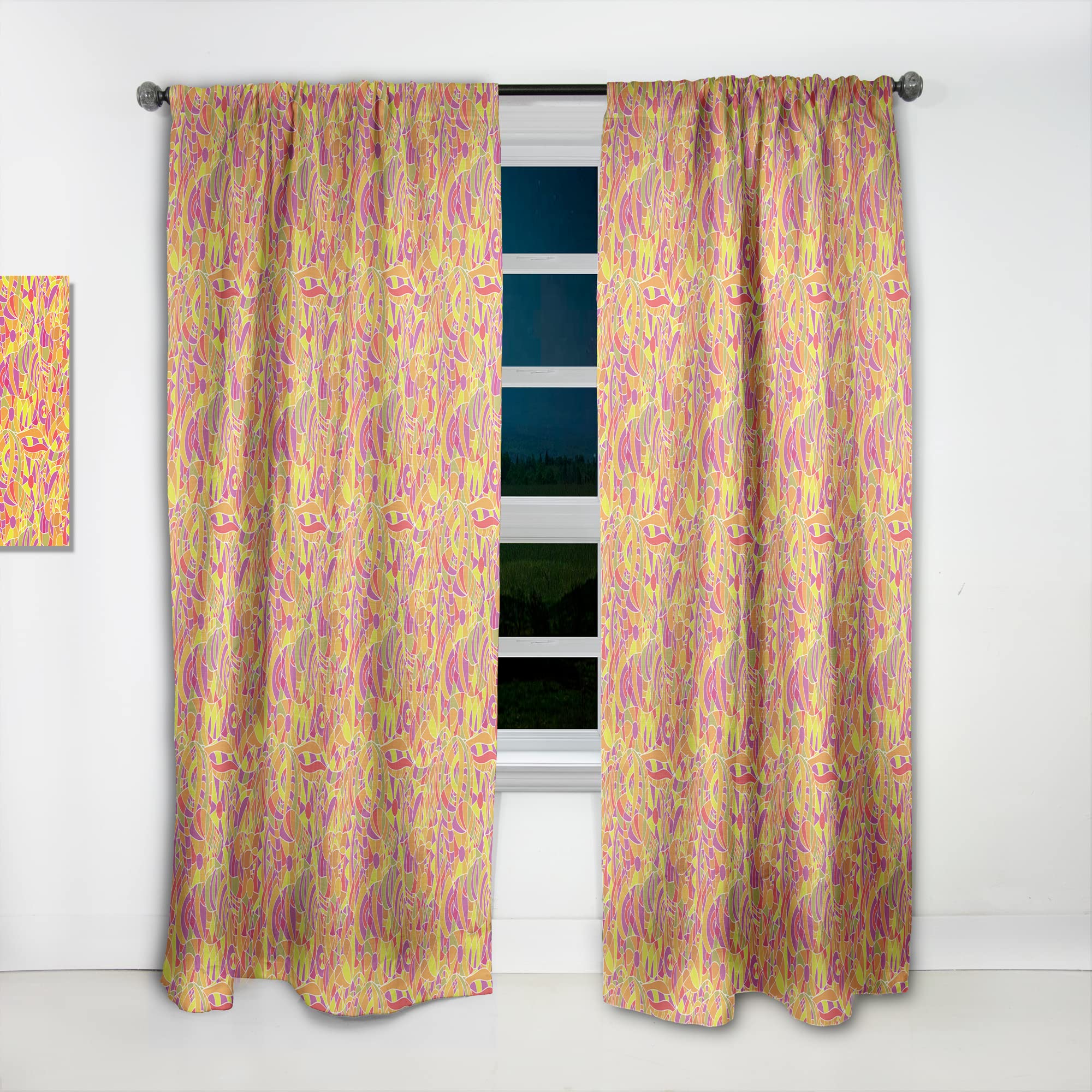 DesignQ Hand-Painted Abstract Pattern Thermal Insulated Curtains - Single Panel 52x120 Inches - Elegant Drapes for Bedroom & Living Room - Perfect for Home Decor & Light Control