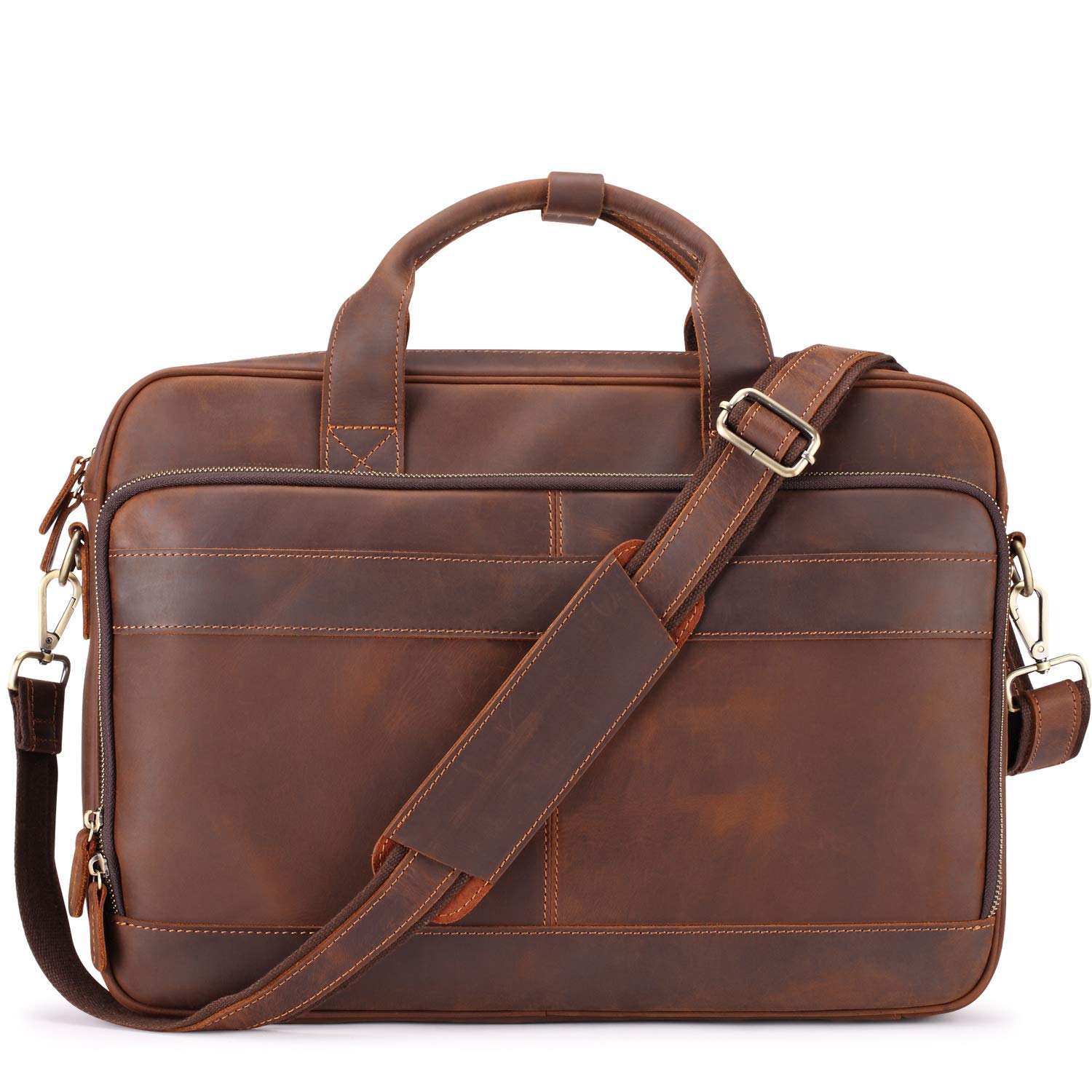 Premium Genuine Leather Briefcase for Men - Business Laptop Messenger Bag for Work & Travel - Durable Office Bag for Professionals, Commuters & Business Trips