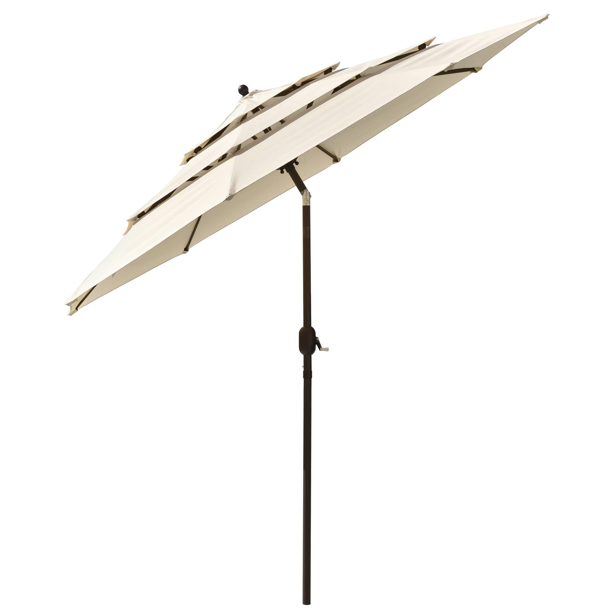 Yescom 9ft 3-Tier UV70+ Aluminum Patio Umbrella with Crank Handle - Outdoor Sun Shade for Pool, Deck, Garden, and Patio Furniture (Beige) | Perfect for Backyard, Beach, and Restaurant Use
