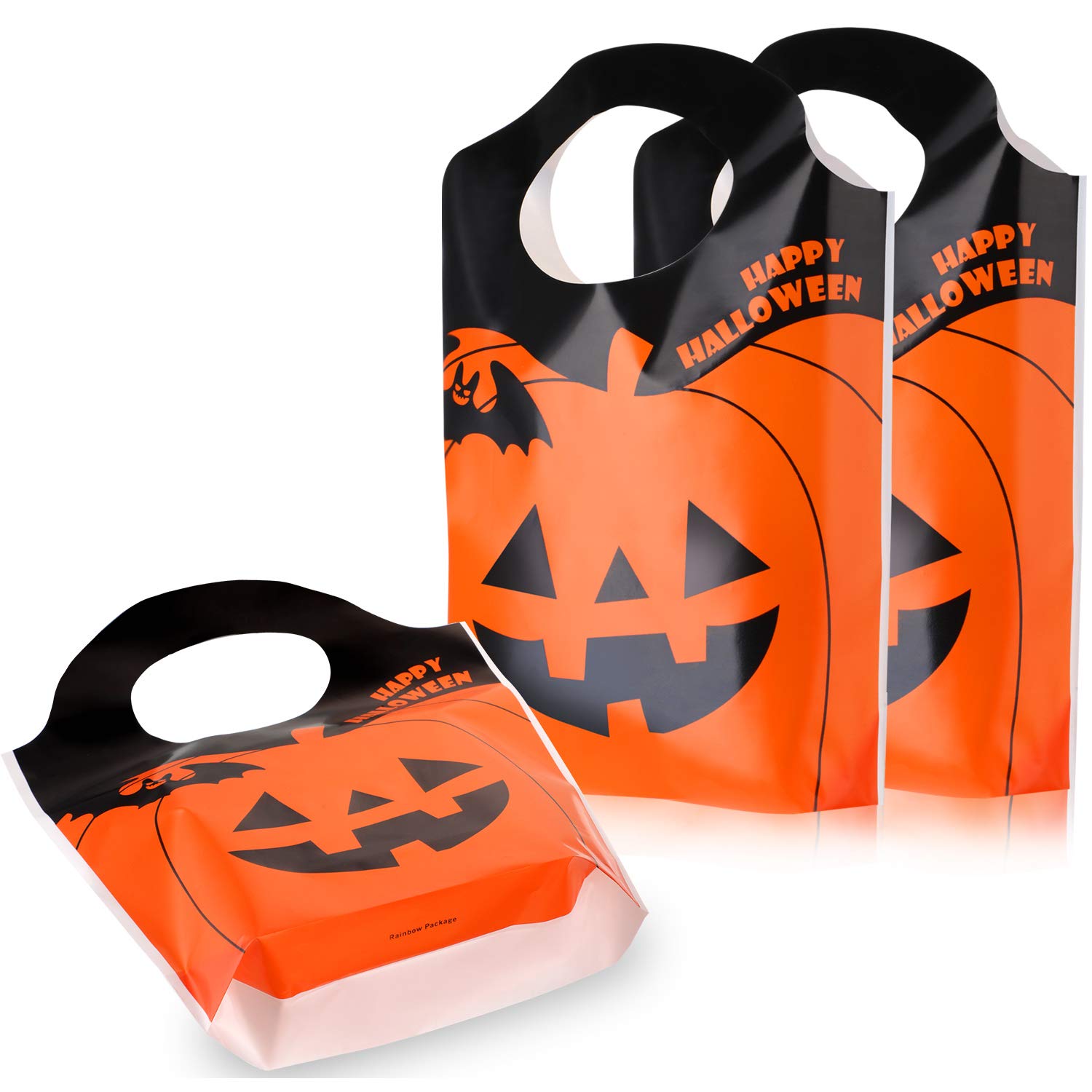 BOAO Halloween Tote Bags - 50 Pack Jack-O-Lantern Pumpkin Candy Bags for Trick or Treat, Halloween Party Favors & Supplies | Perfect for Trick-or-Treating, Classroom Treats & Halloween Goodie Bags