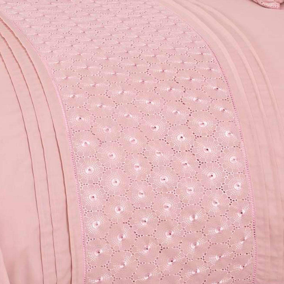 Floral Super King Quilt Duvet Cover Set - Embroidered Pink Luxury Bedding with 2 Pillowcases | Elegant Bedroom Decor for Master Bedroom, Guest Room & Hotel Styling