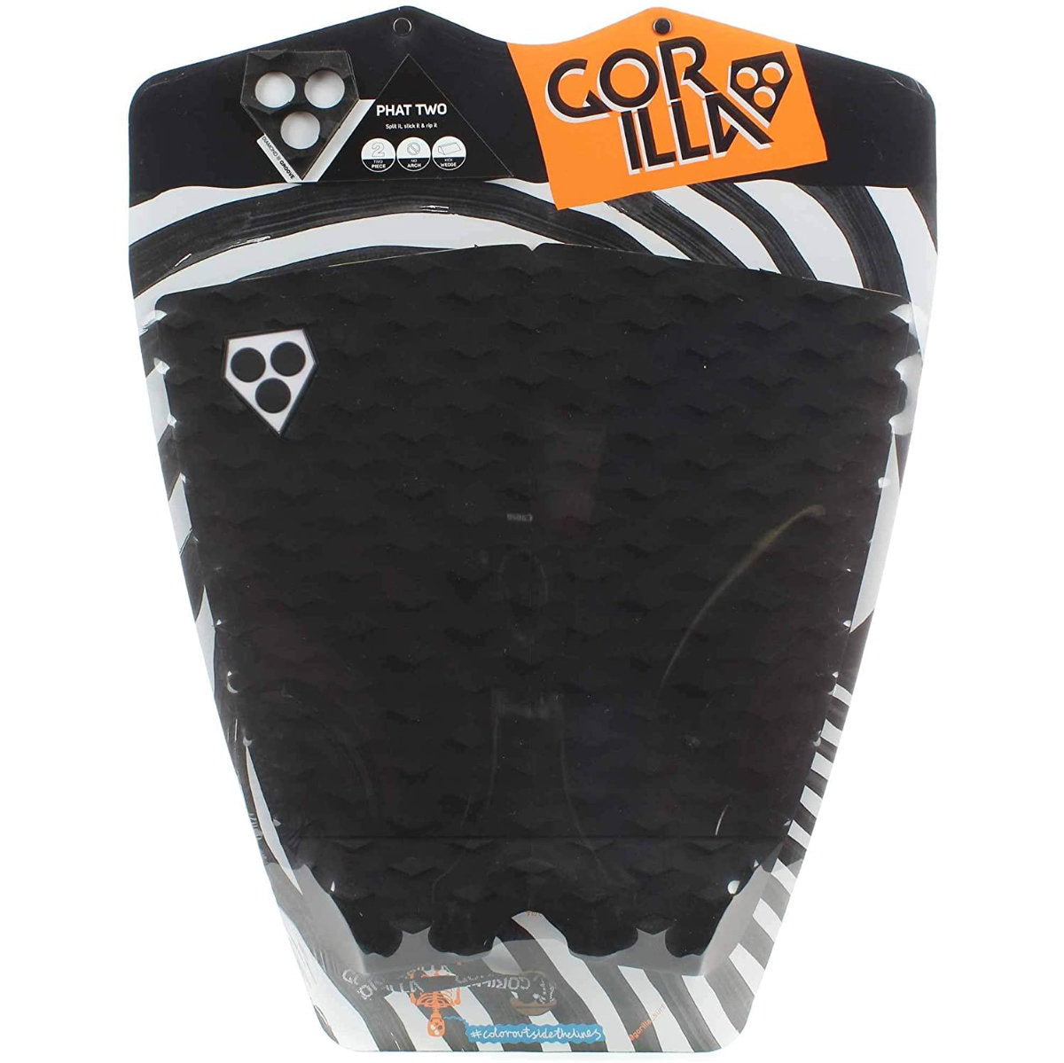 Gorilla Grip Phat Two Black Deck Pads - Non-Slip Surfboard Traction Pads for Enhanced Grip & Control While Surfing, Paddleboarding & Water Sports