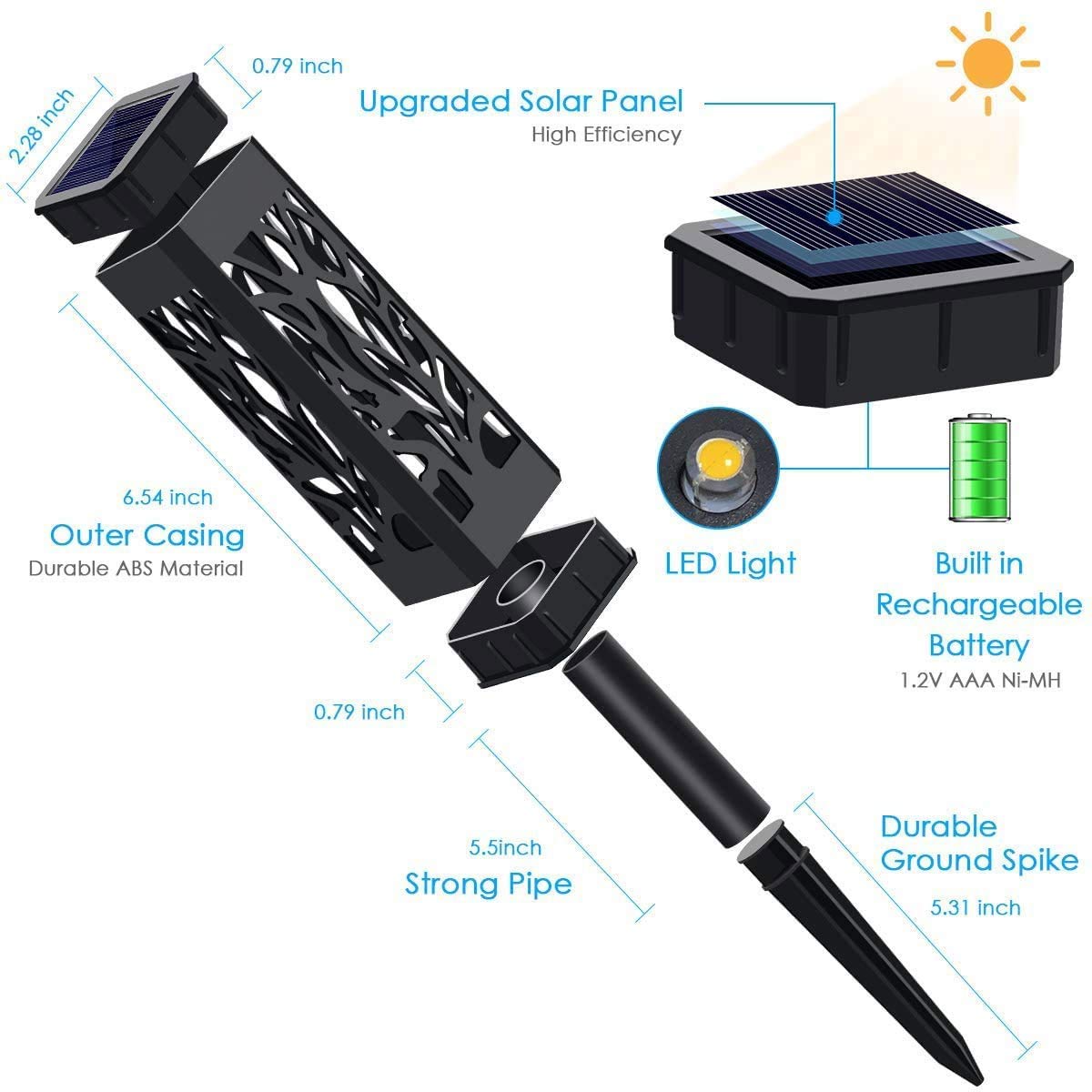 LETMY Solar Lights Outdoor - IP65 Waterproof Solar Pathway Lights, Auto On/Off Solar Garden Lights for Driveway, Patio, Yard, Lawn & Walkway - 6 Pack Solar Landscape Lighting for Garden Decor & Nighttime Safety