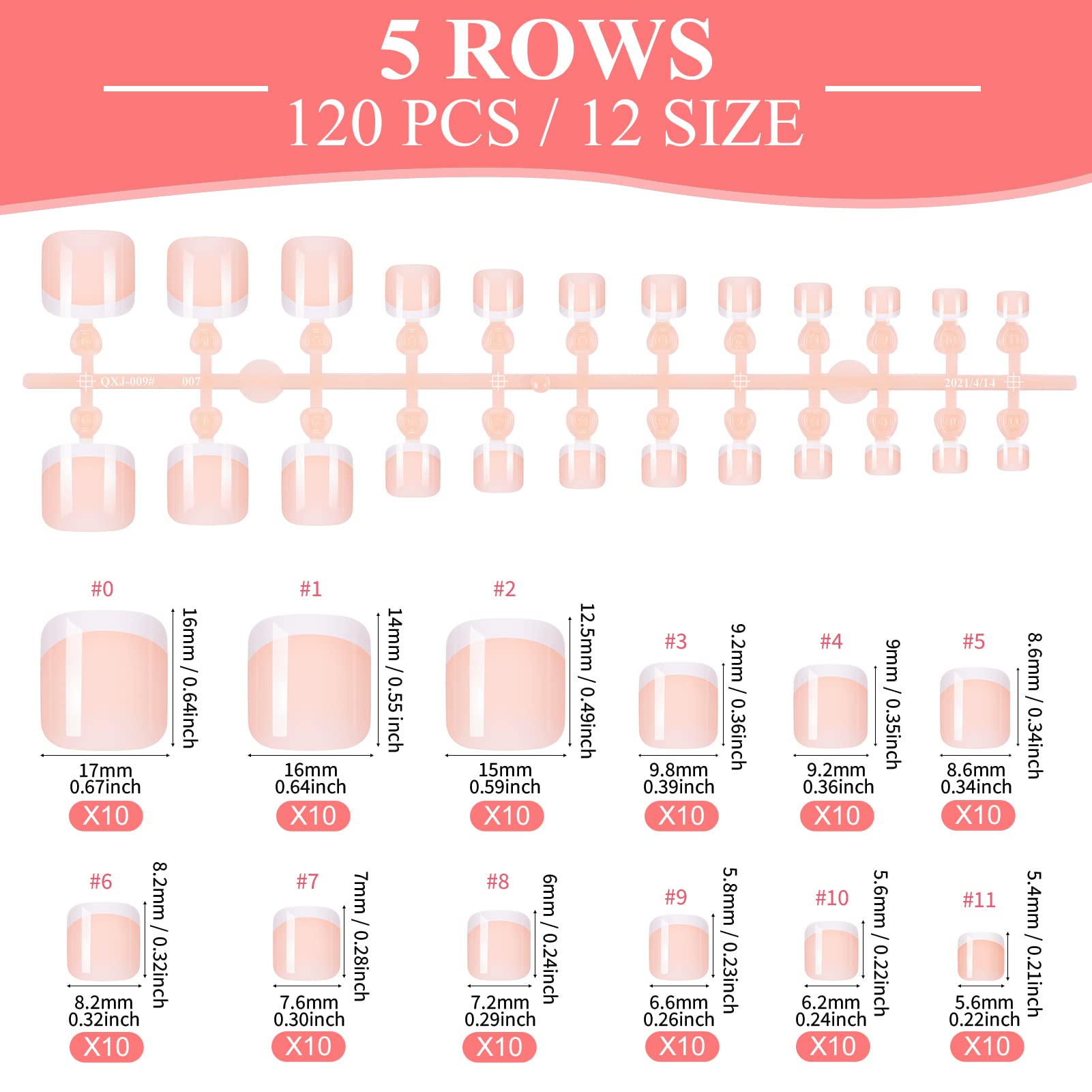 MELLIEX 120Pcs False Toenails Set - Full Cover Fake Toenail Tips with Glossy Finish & Nail Files - 12 Sizes for Women & Girls - Perfect for Nail Salon, DIY Nail Art, Pedicures, and At-Home Manicures