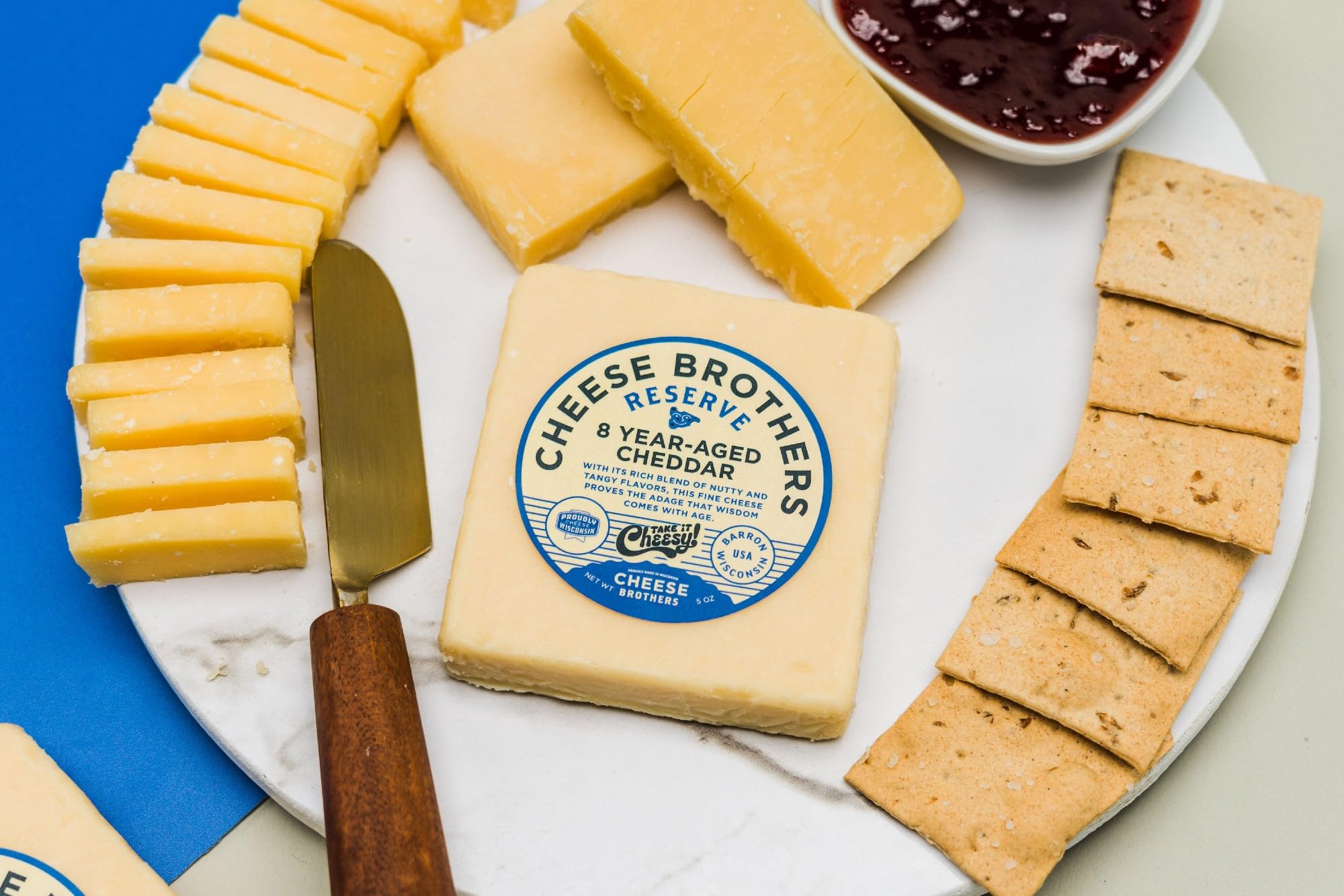 Premium Aged Cheddar Cheese from Wisconsin - 8-Year Aged, 4 Count Pack | Artisan Cheese for Charcuterie Boards, Gourmet Sandwiches & Wine Pairing