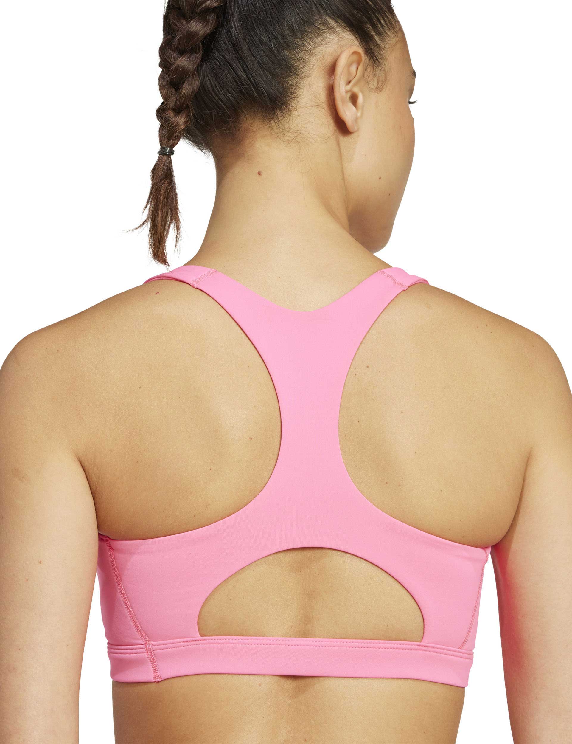 Adizero Essentials Run Medium Support Sports Bra for Women - Lightweight, Breathable & High Support - Lucid Pink - Perfect for Running, Gym & High-Intensity Workouts