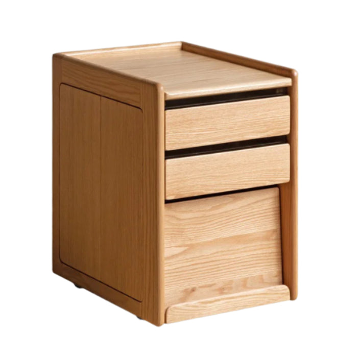 Solid Wood Mobile Nightstand - Oak, Cherry, Black Walnut - Perfect for Bedroom, Living Room & Small Spaces