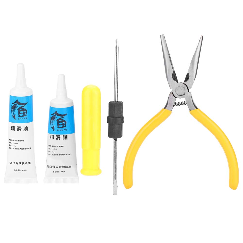 Alomejor Fishing Reel Maintenance Kit - Lubricant Oil, Grease, Screwdriver, Pliers & Storage Box for Smooth Reel Performance - Perfect for Saltwater & Freshwater Fishing Gear Care