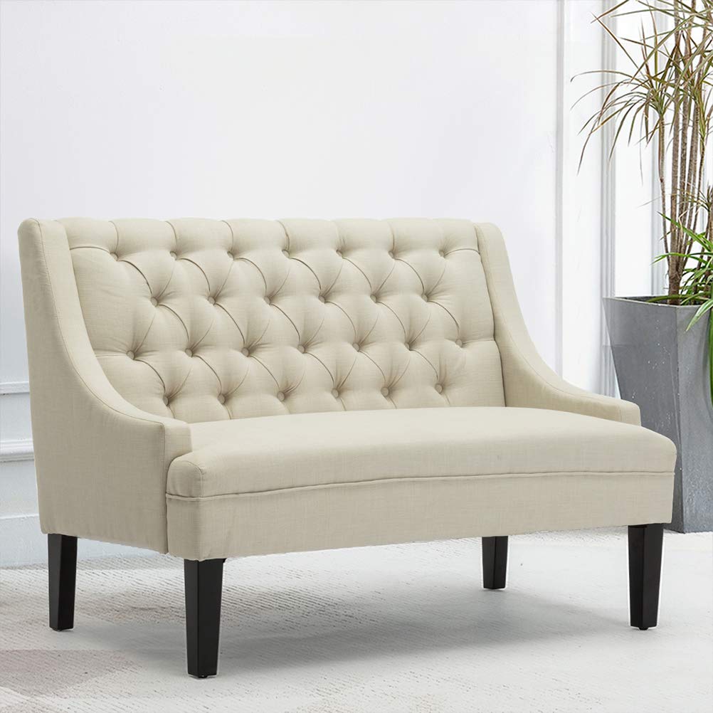 Modern Upholstered Loveseat Settee Bench - Button Tufted Banquette Sofa for Living Room, Dining Room & Entryway - Comfortable Upholstered Dining Bench for Small Spaces, Apartments and Cozy Home Decor