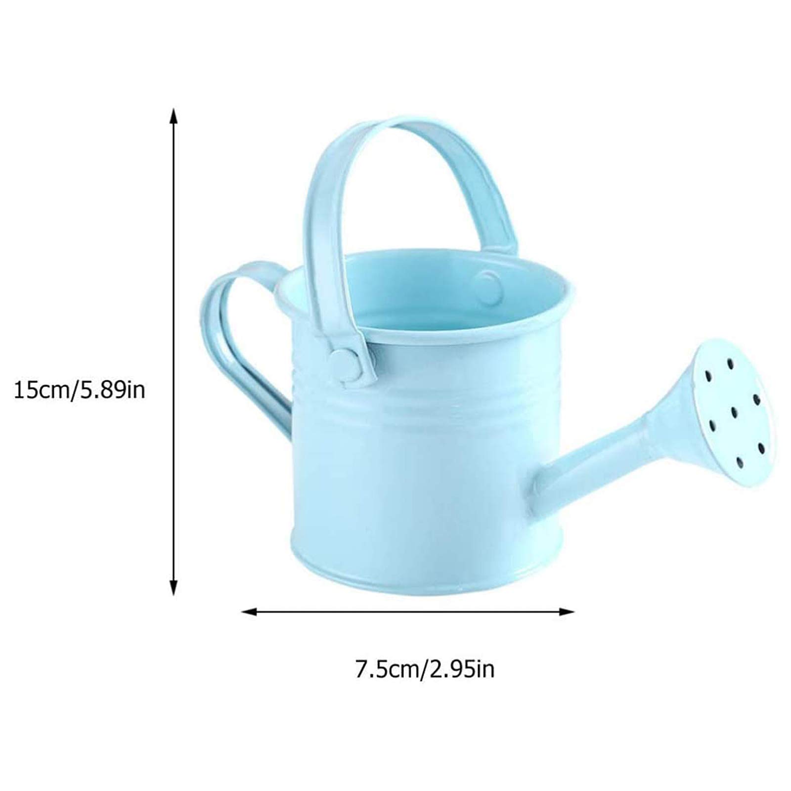 TRRAPLE Metal Watering Can for Kids - 5.89 x 2.95 Inch Red Iron Garden Watering Bucket with Dual Handles - Perfect for Children's Gardening Activities, Indoor Plants & Outdoor Flower Beds