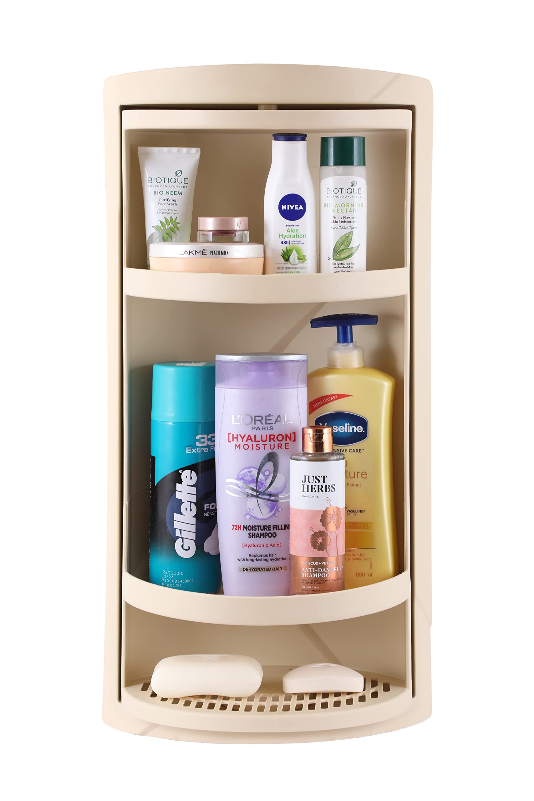 Simandhar Rotating Corner Bathroom Cabinet - Wall Mounted Plastic Storage Organizer with Shelves (24.4