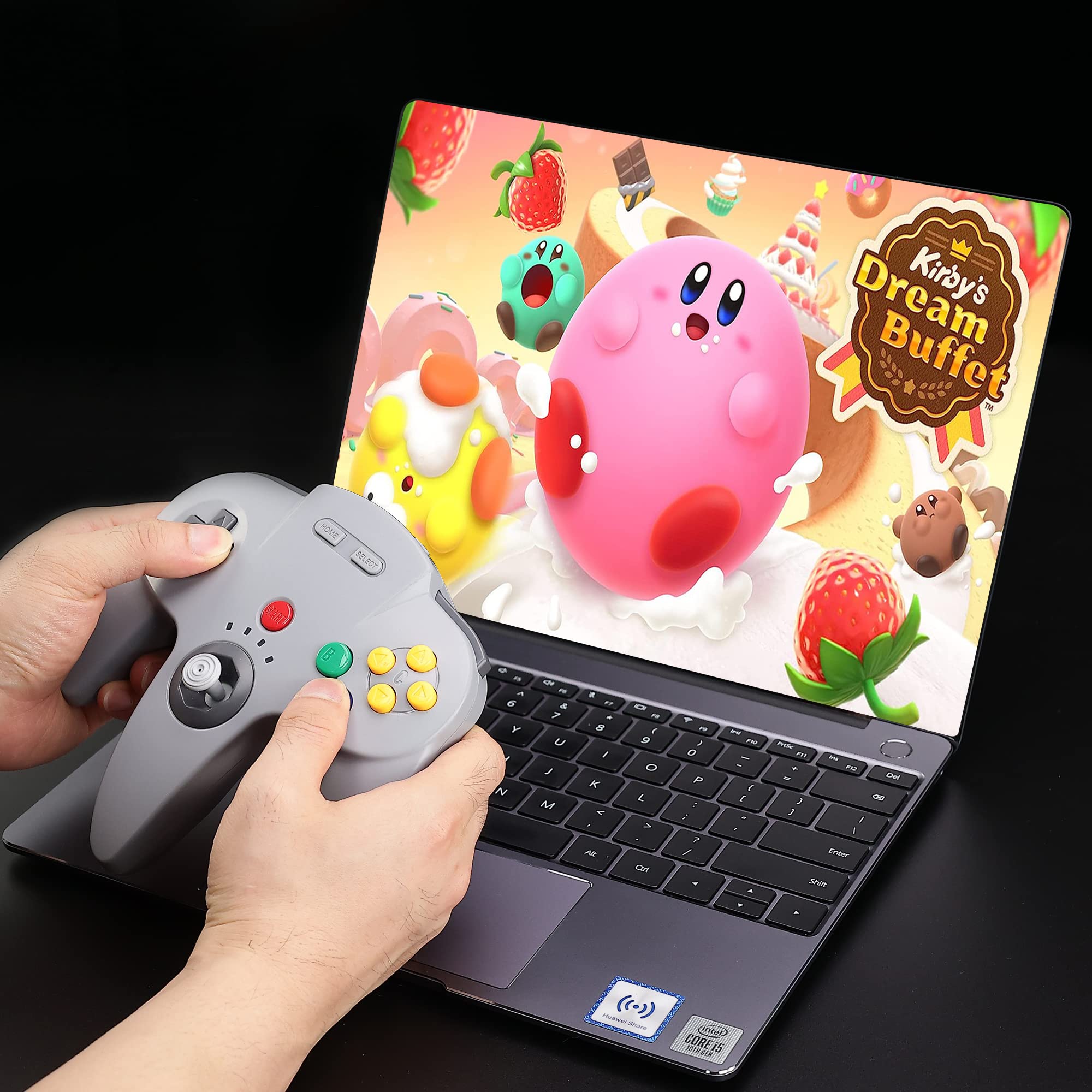 Wireless N64 Controller 2-Pack - 2.4GHz Rechargeable Gamepad with USB Receiver for Nintendo Switch, Windows PC, Mac, iOS & Raspberry Pi | Plug & Play | Gray/Black Design | Perfect for Retro Gaming & Multiplayer Sessions