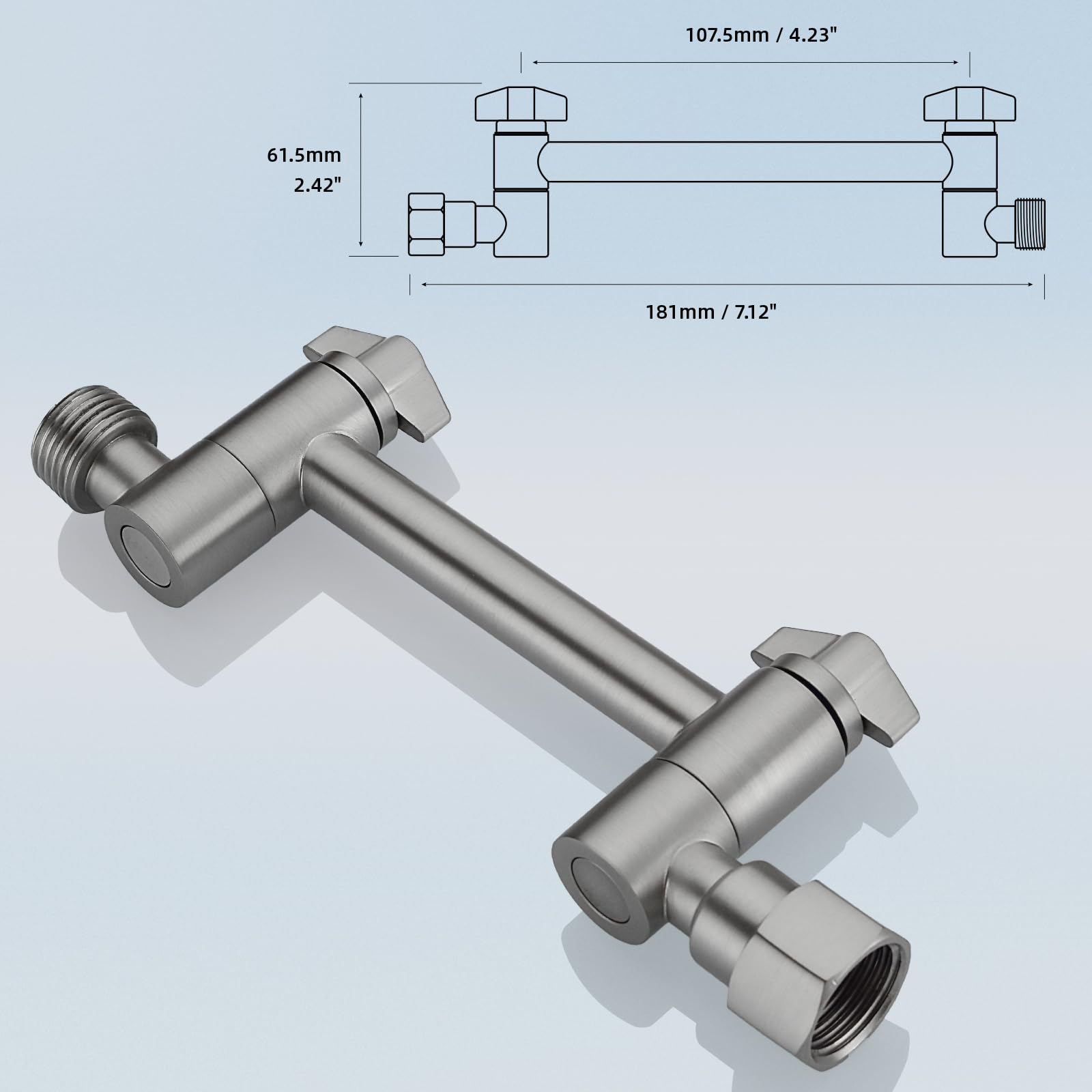 Adjustable 4 Inch Shower Head Extension Arm - Solid Brass Universal Shower Arm Extender with Anti-Leak Design for Rain & Handheld Showerheads (Brushed Nickel) - Perfect for Bathroom Renovation & Spa-Like Shower Experience