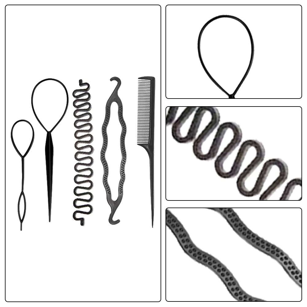 14 Pcs Quick Hair Ponytail Tool Set - Plastic Ponytail Styling Maker & Clip, Multifunctional Hair Loop Bun Maker for Women - DIY Hairstyling Accessories for Party, Work, and Everyday Use