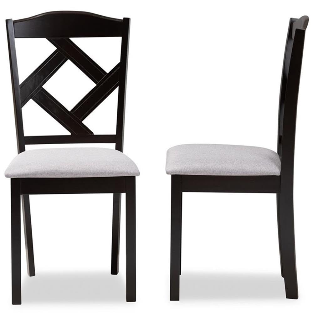 BOWERY HILL Modern Dining Chairs Set of 2 - Grey and Brown Upholstered Side Chairs for Kitchen, Dining Room & Office - Comfortable Seating for Home & Restaurant Use