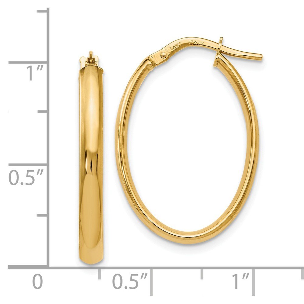 14K Yellow Gold Oval Tube Hoop Earrings - 26mm x 18mm Dainty Minimalist Jewelry for Women - Perfect for Everyday Wear, Date Night & Special Occasions
