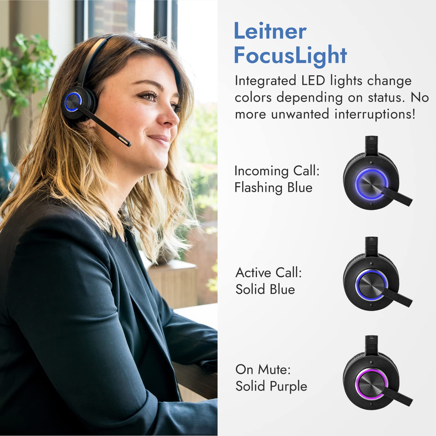 Leitner LH570 2-in-1 Wireless Office Headset with Microphone - DECT Computer & Telephone Headset for Business Calls - Noise Cancelling for Home Office & Call Centers - 5 Year Warranty - Compatible with Most Office Phones