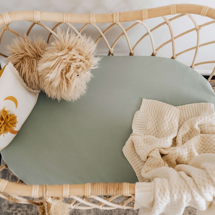 Snuggle Hunny Bassinet Sheet & Change Pad Cover - Soft & Breathable Sage Green - Perfect for Nursery, Baby Crib & Travel Crib Accessories