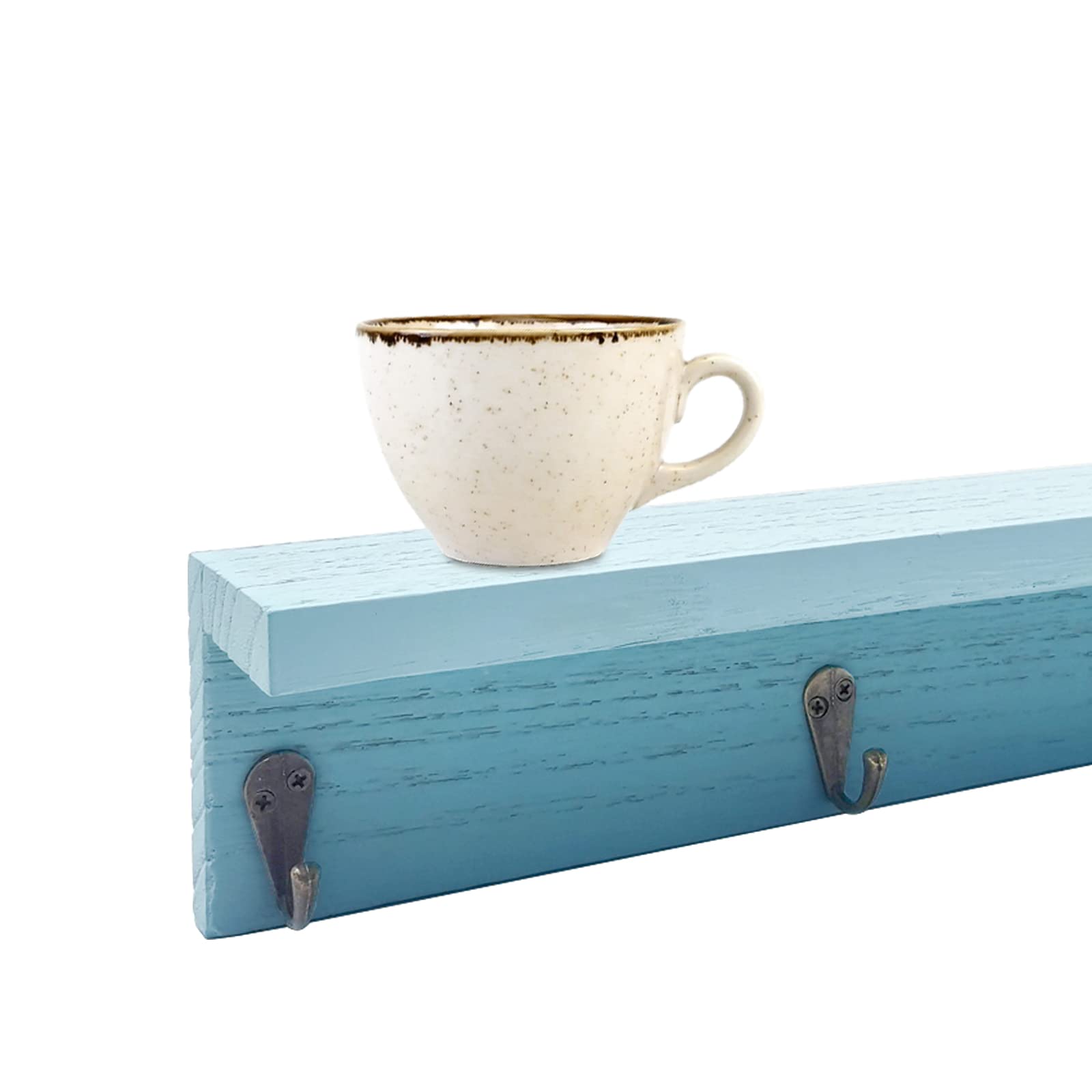 Sturdy Coffee Cup Holder with Hooks - Farmhouse Kitchen Decor, Mug Organizer & Display for Coffee Bar Accessories (Blue) - Perfect for Kitchen, Coffee Station, and Home Decor Organization