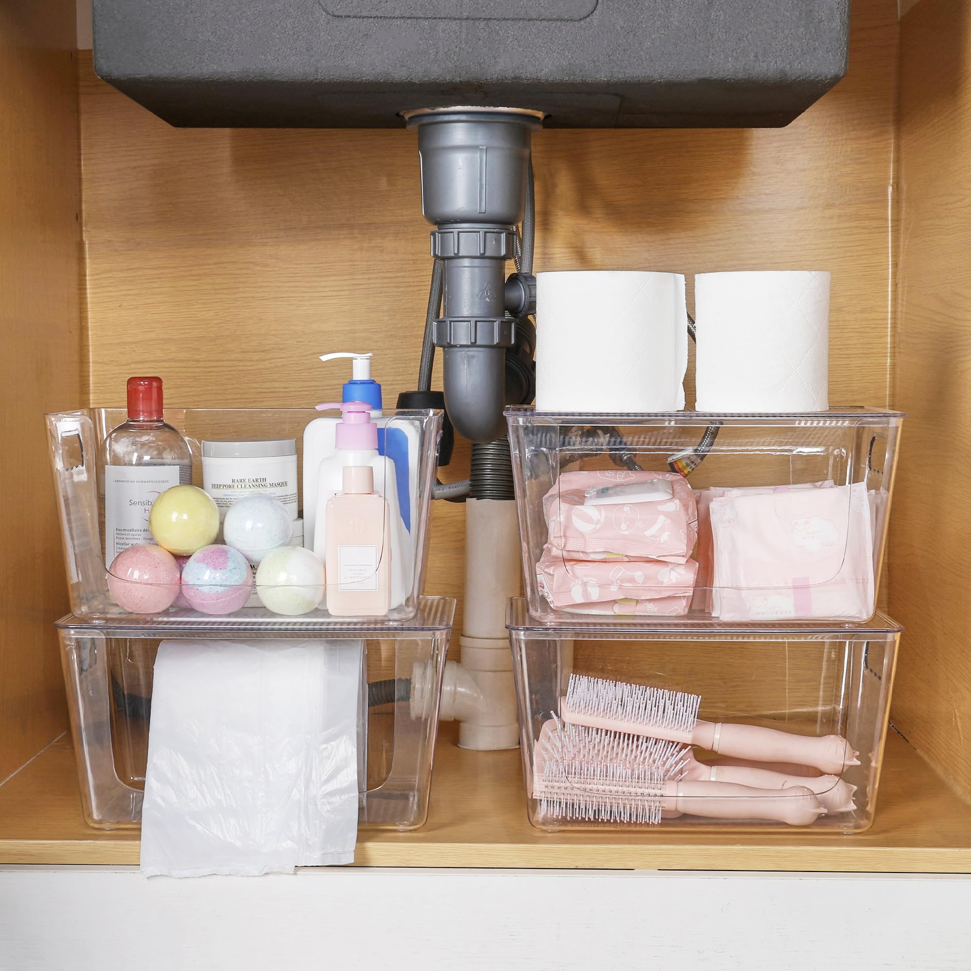 Vtopmart 6-Pack Clear Plastic Storage Bins with Lids - Large Stackable Organizer Containers with Handles for Pantry, Kitchen, Bathroom & Cabinet Organization - Perfect for Food Storage, Toy Organization & Home Decluttering