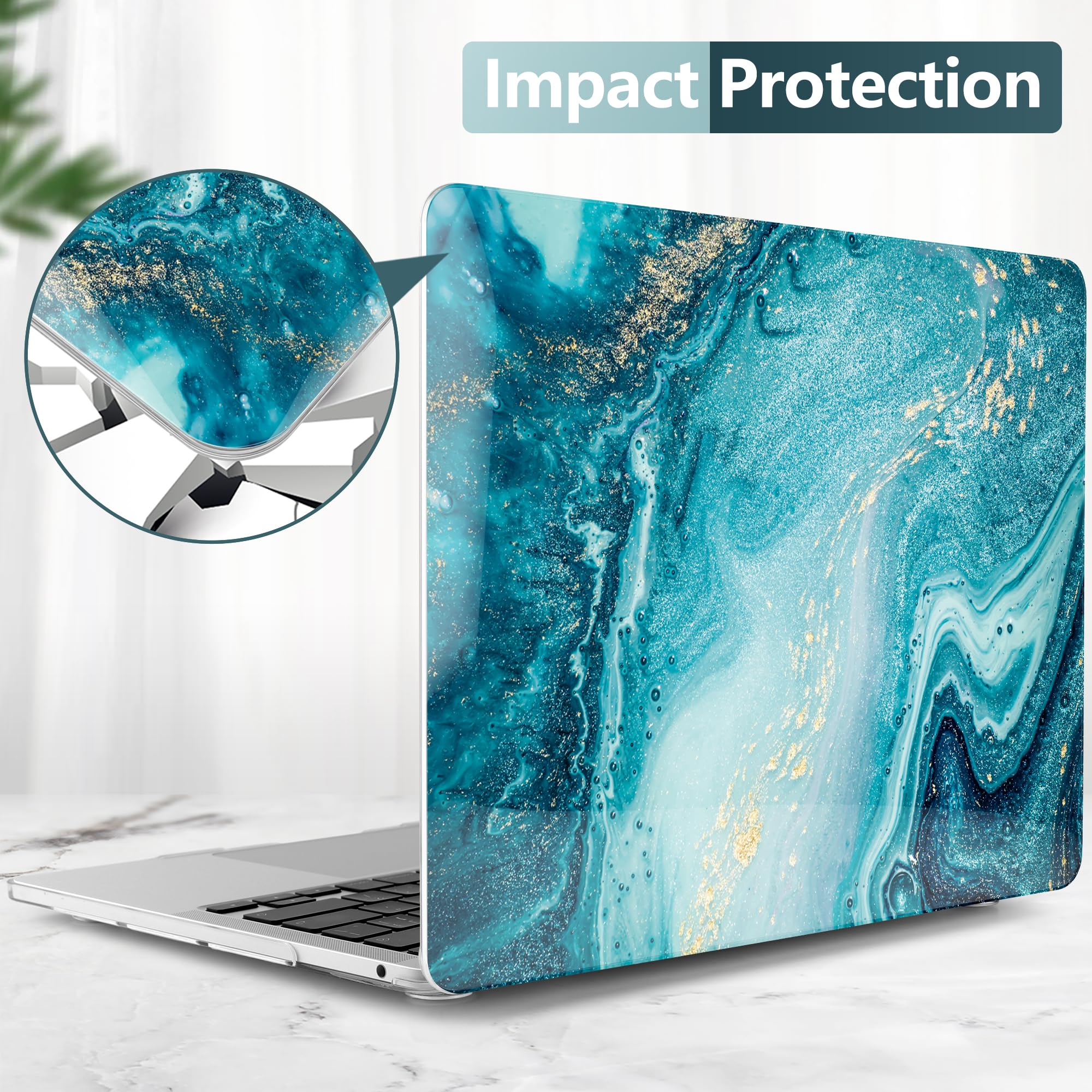Dongke Hard Plastic Protective Case Cover for MacBook Pro 13 inch (Model A2251/A2289, 2020 Release) - Compatible with Retina Display & Touch Bar, Fits Touch ID - Abstract Ocean Design - Perfect for Office, Travel, and Everyday Use