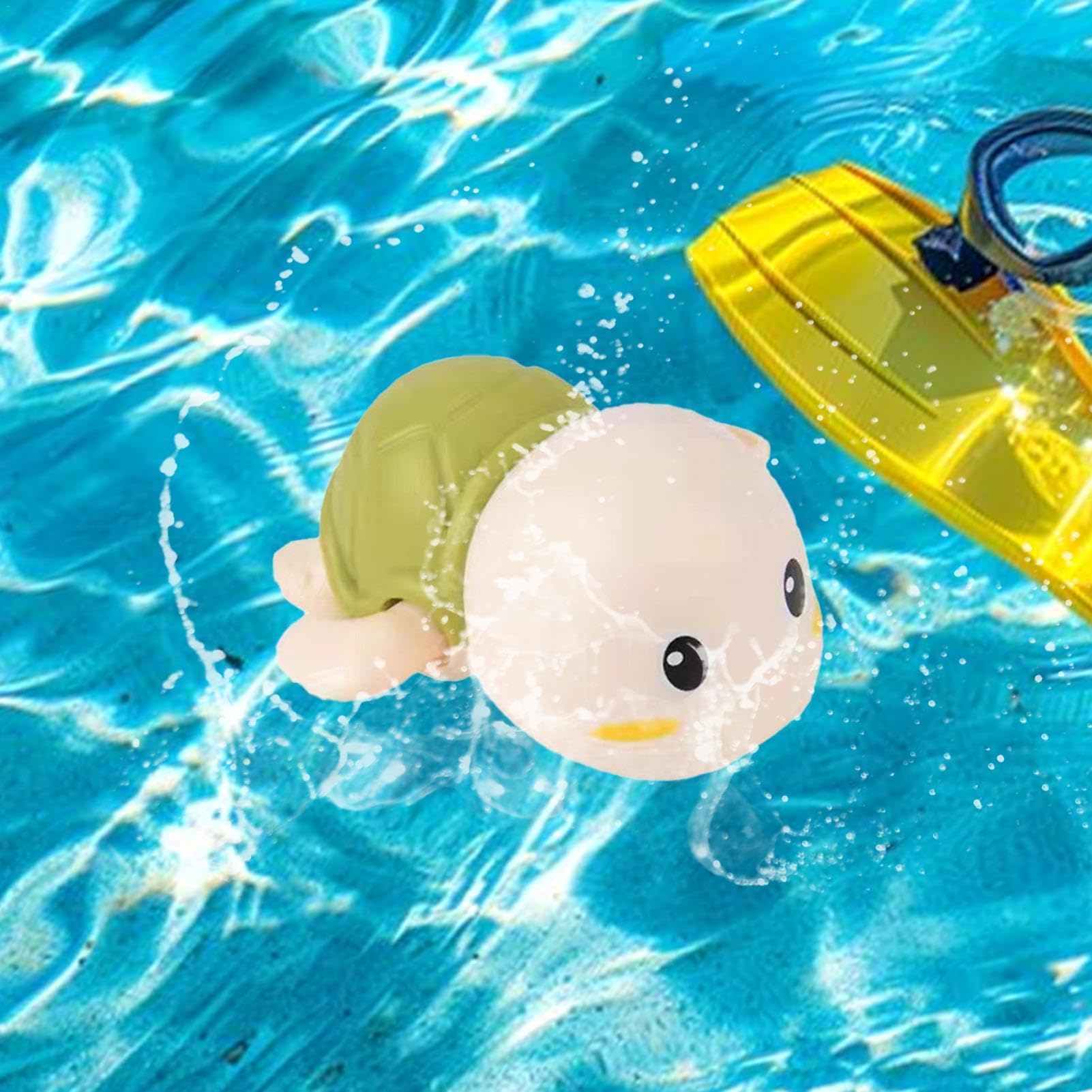 3-Piece Wind-Up Mechanical Turtle Bath Toy Set | Cute Floating Animal Water Toys for Babies & Kids | Fun Bath Time Play for Toddlers & Infants