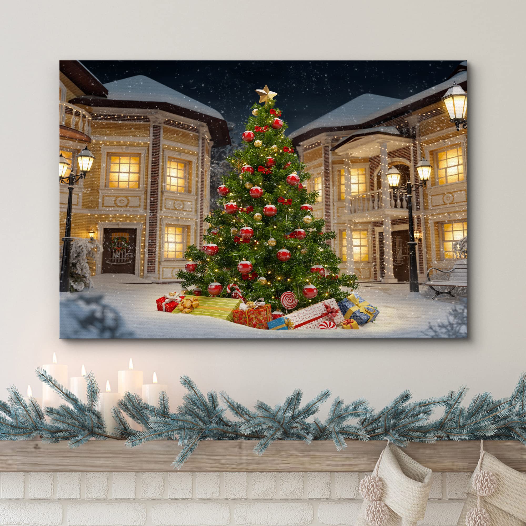 Wall26 Framed Christmas Canvas Wall Art - 24x36 Inch Merry Holiday Paintings, Home Decor for Bedroom & Living Room | Perfect for Seasonal Decorations & Gift Giving