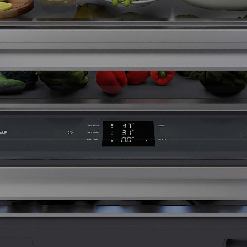 ZLINE Autograph Edition 36 Inch Built-In Bottom Freezer Refrigerator - 19.8 cu ft Capacity, Water Dispenser & Ice Maker - White Matte Exterior with Graphite Gray Interior & Matte Black Accents (GRBITZ WM 36 MB) - Perfect for Modern Kitchens, Open Concept Homes & Luxury Appliances Collection
