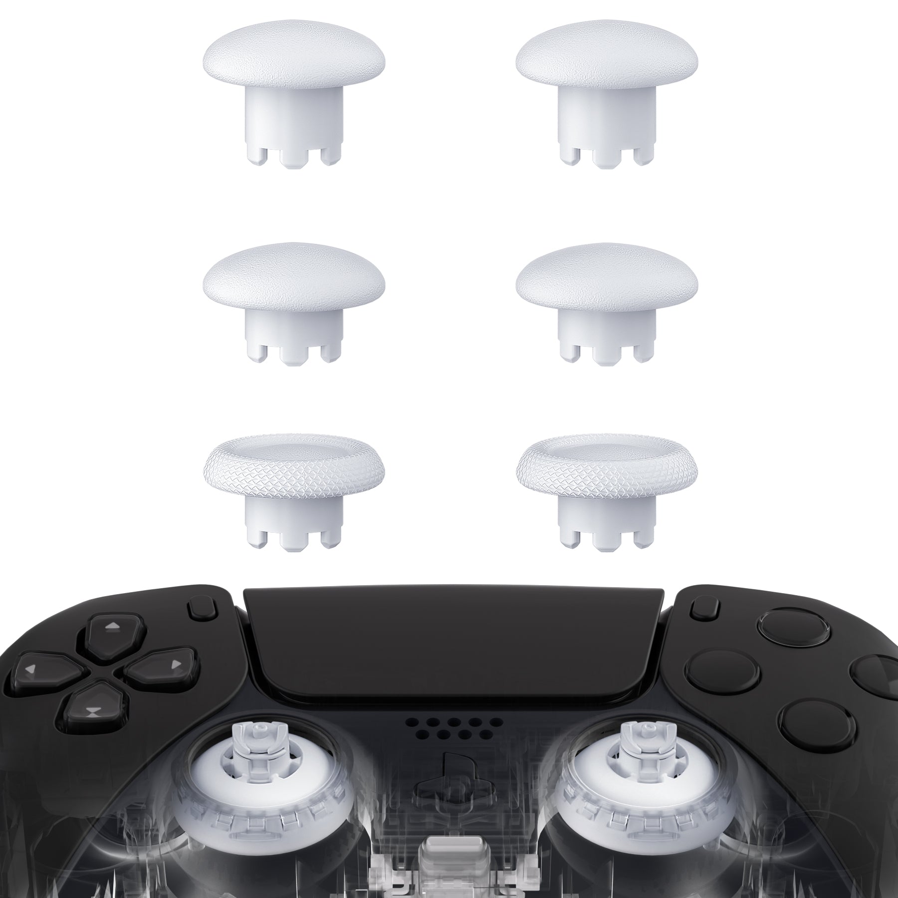 eXtremeRate EDGE Swappable Thumbsticks for PS5 Controller - Custom Robot White Replacement Analog Joysticks | Compatible with PS5 & PS4 All Model Controllers | Universal Fit | Perfect for Gaming, FPS & Competitive Play (P5J203)