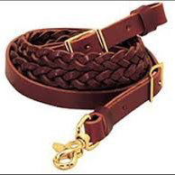 8' Braided Leather Roping Rein - Durable Horse Training Equipment for Western Riding, Ranch Work & Equestrian Sports