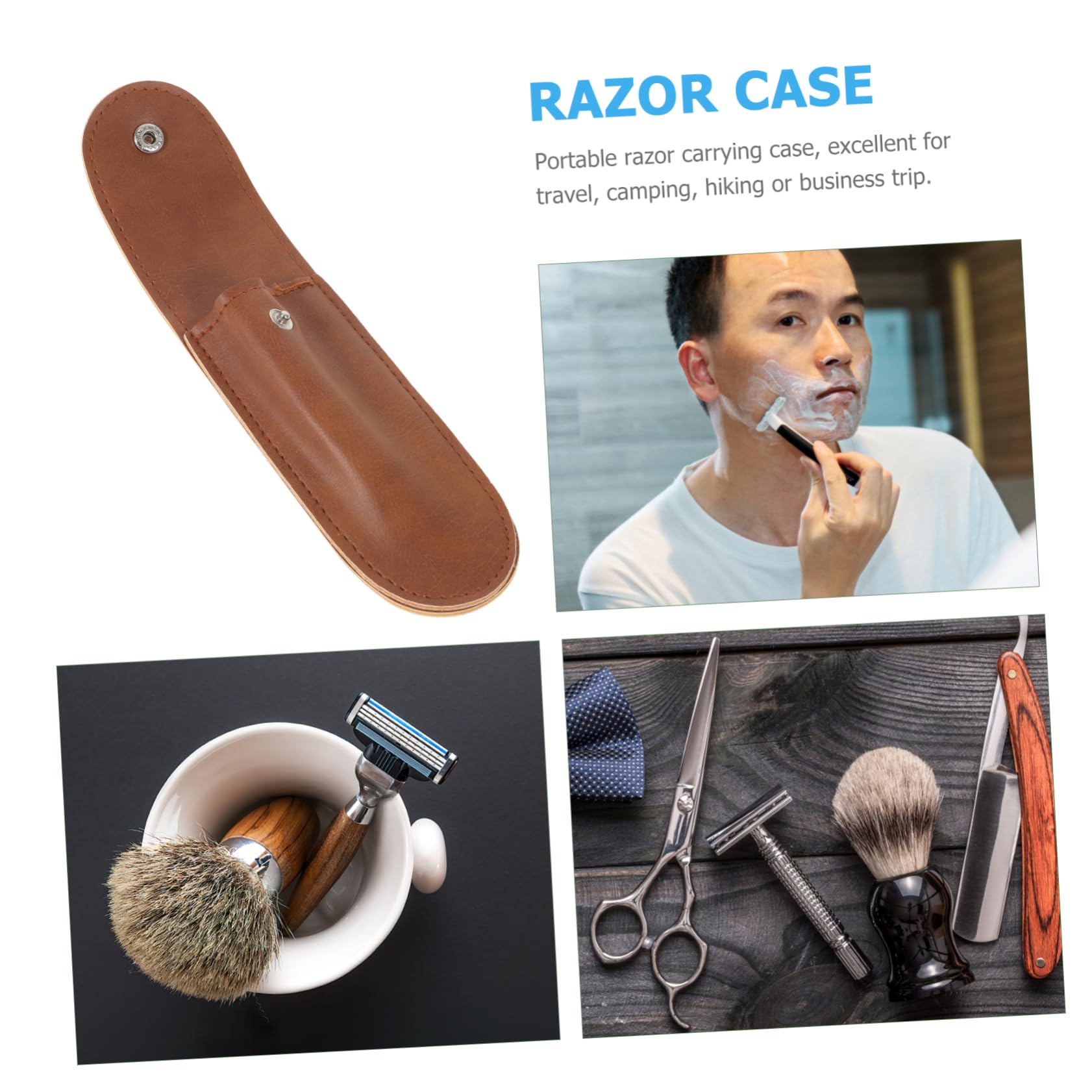 Healifty PU Leather Razor Protective Case - Compact Travel Shaver Bag for Men & Women, Anti-Scratch & Pressure-Resistant Cover for Electric Razors - Perfect for Travel, Gym, and Daily Storage