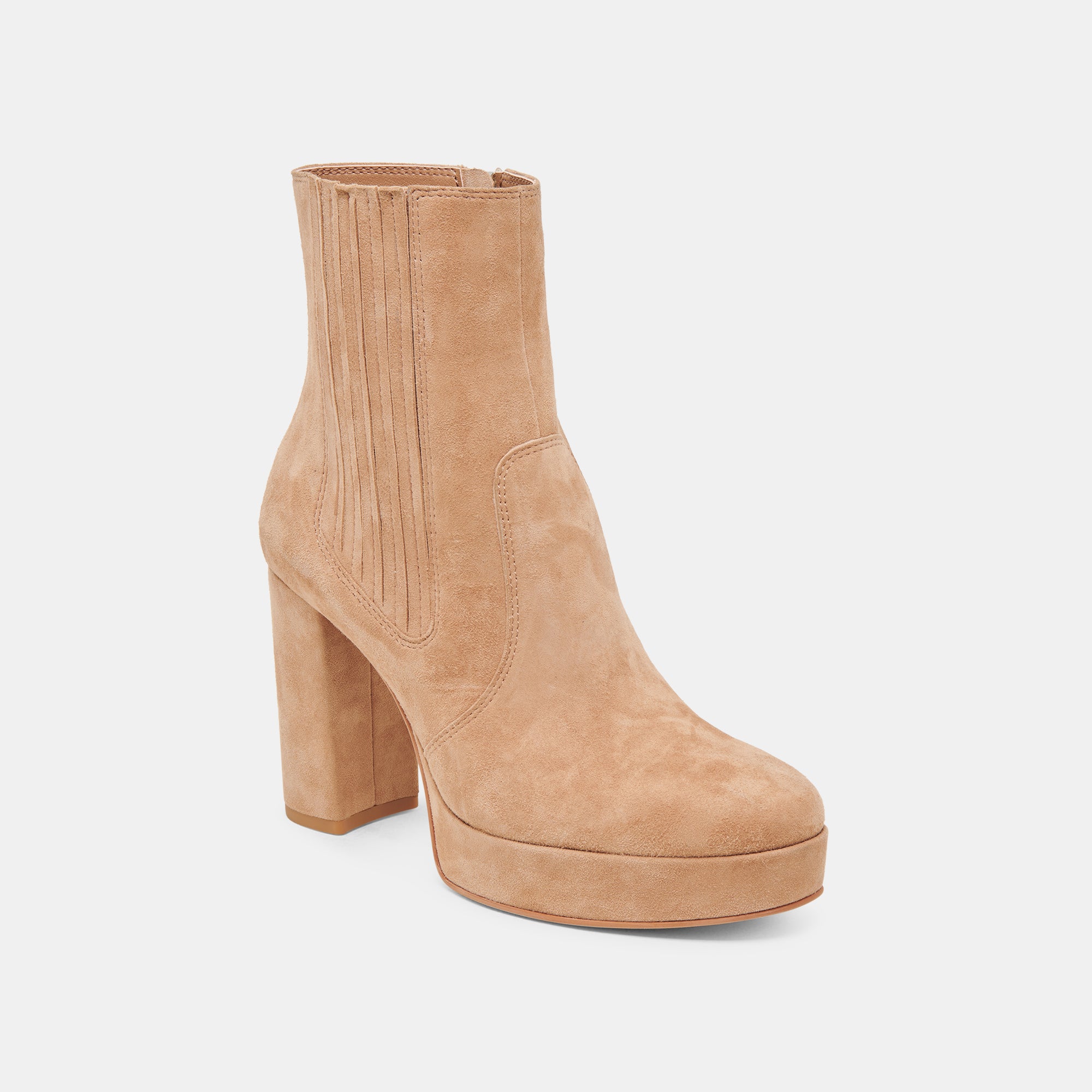 CINNY Women's Camel Suede Boots - Comfortable Mid-Calf Winter Boots for Casual Wear & Outdoor Activities