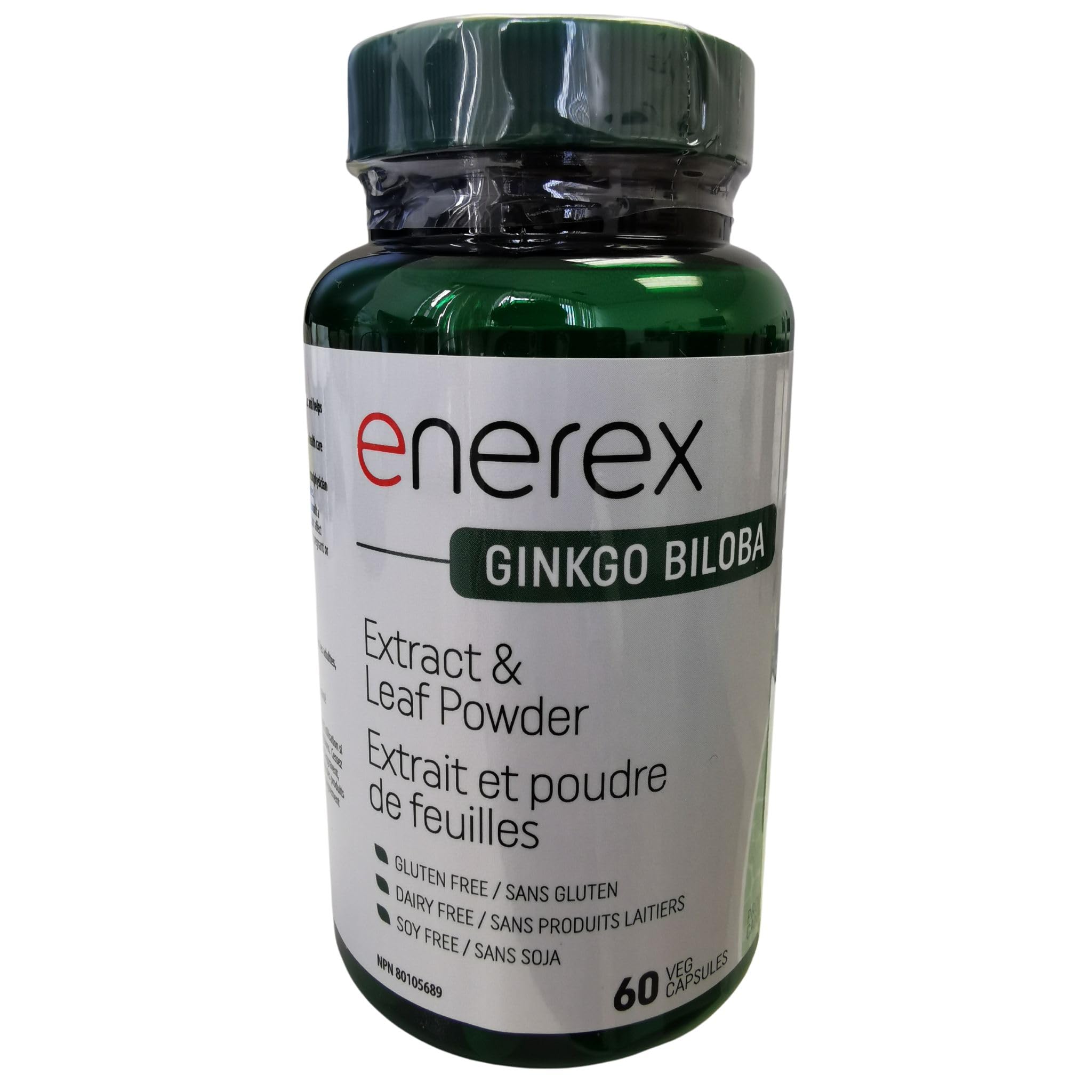 ENEREX Ginkgo Biloba Extract & Leaf Powder Supplement - 60 Capsules for Memory, Focus & Brain Health - Supports Cognitive Function & Circulation - Perfect for Students, Professionals & Seniors