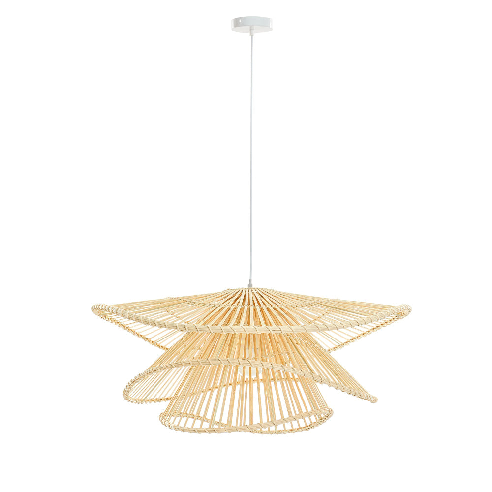 Annette Classic Country Style Rattan Hanging Pendant Light - Natural Woven Rattan Shade for Farmhouse, Cottage & Boho Decor - Perfect for Dining Room, Bedroom or Patio Lighting