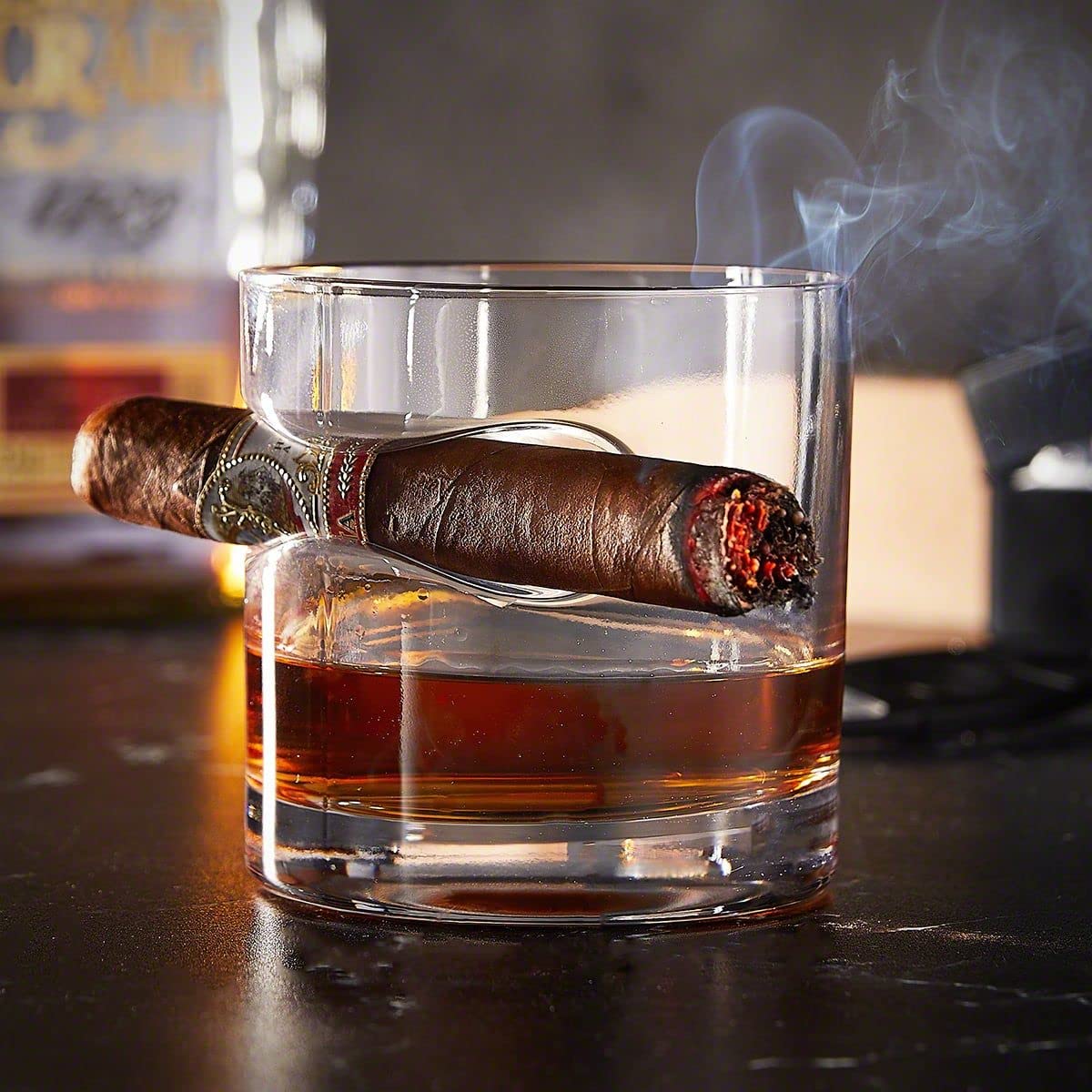 Personalized Engraved Cigar Humidor Box Set with 2 Cigar Glasses - 5-Piece Premium Cigar Accessories Gift Set for Men - Perfect for Birthday, Anniversary & Father's Day Gifts