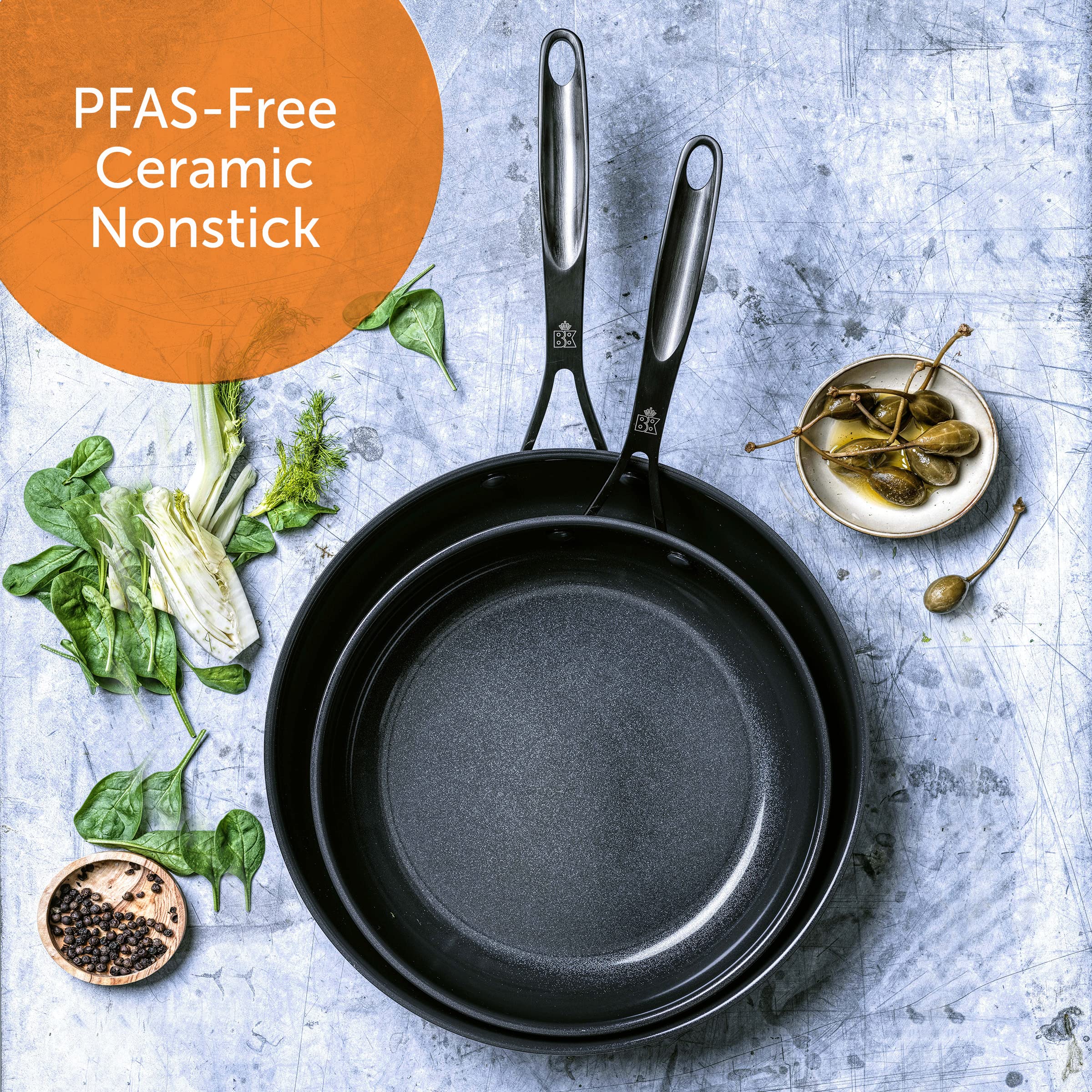 BK Ceramic Nonstick Frying Pan Skillet Set - 9.5