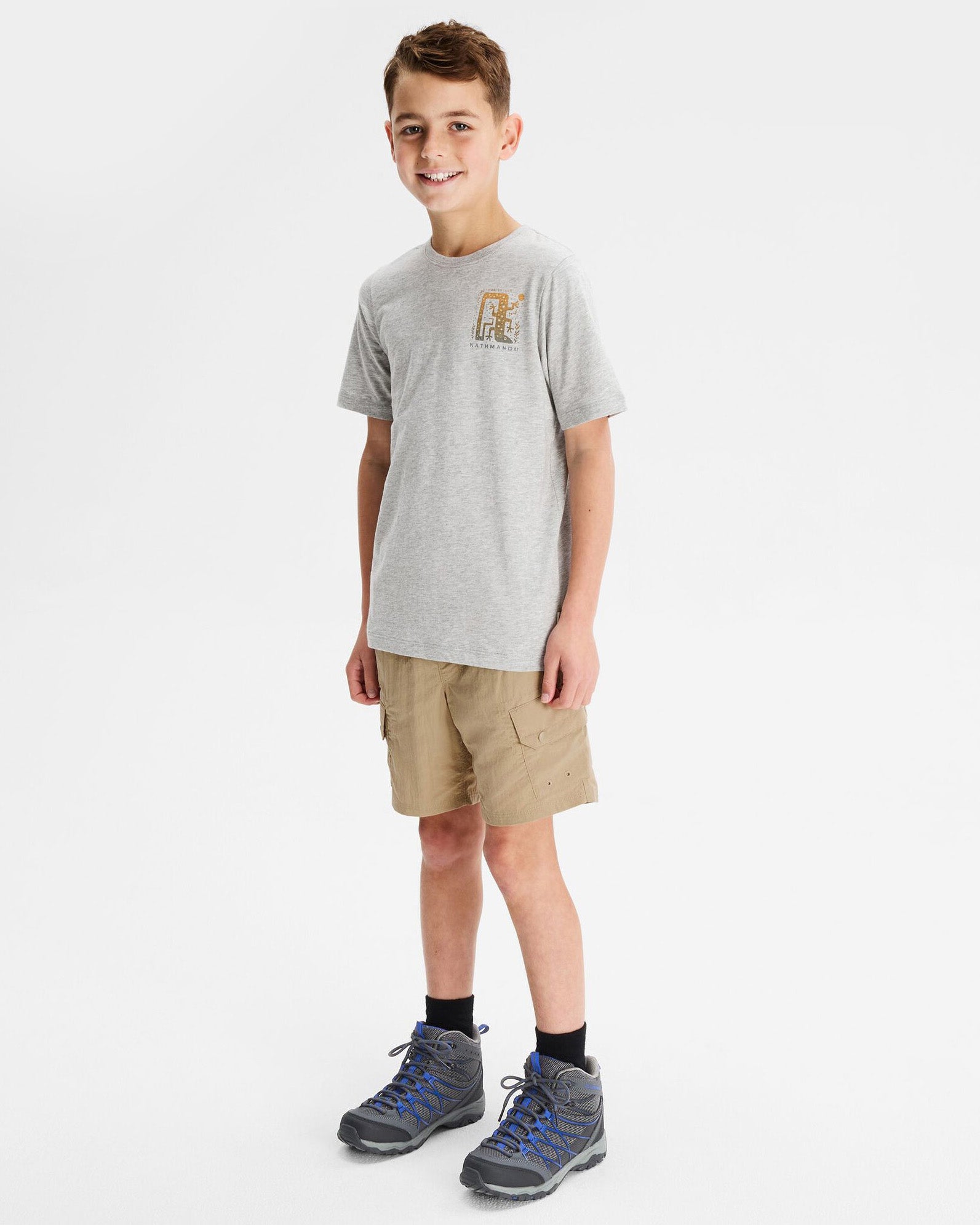 Boys' Geo Skink Organic Cotton T-Shirt - Light Grey Marle | Soft & Comfortable Kids Tee for Everyday Wear, Playdates & Casual Outfits
