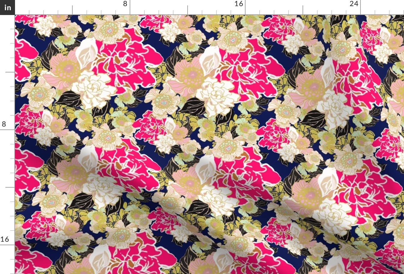 Jungle Passion Floral Navy Nursery Minky Fabric Fat Quarter - Soft Printed Fabric for Sewing Baby Blankets, Quilt Backing & Plush Toys - DIY Crafting, Nursery Decor & Gift Making