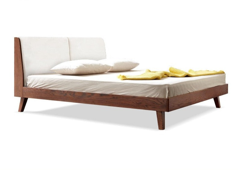 Solid Oak Wood Soft Bed Frame - Queen Size, Natural Wood Finish - Perfect for Master Bedrooms, Guest Rooms & Cozy Home Decor