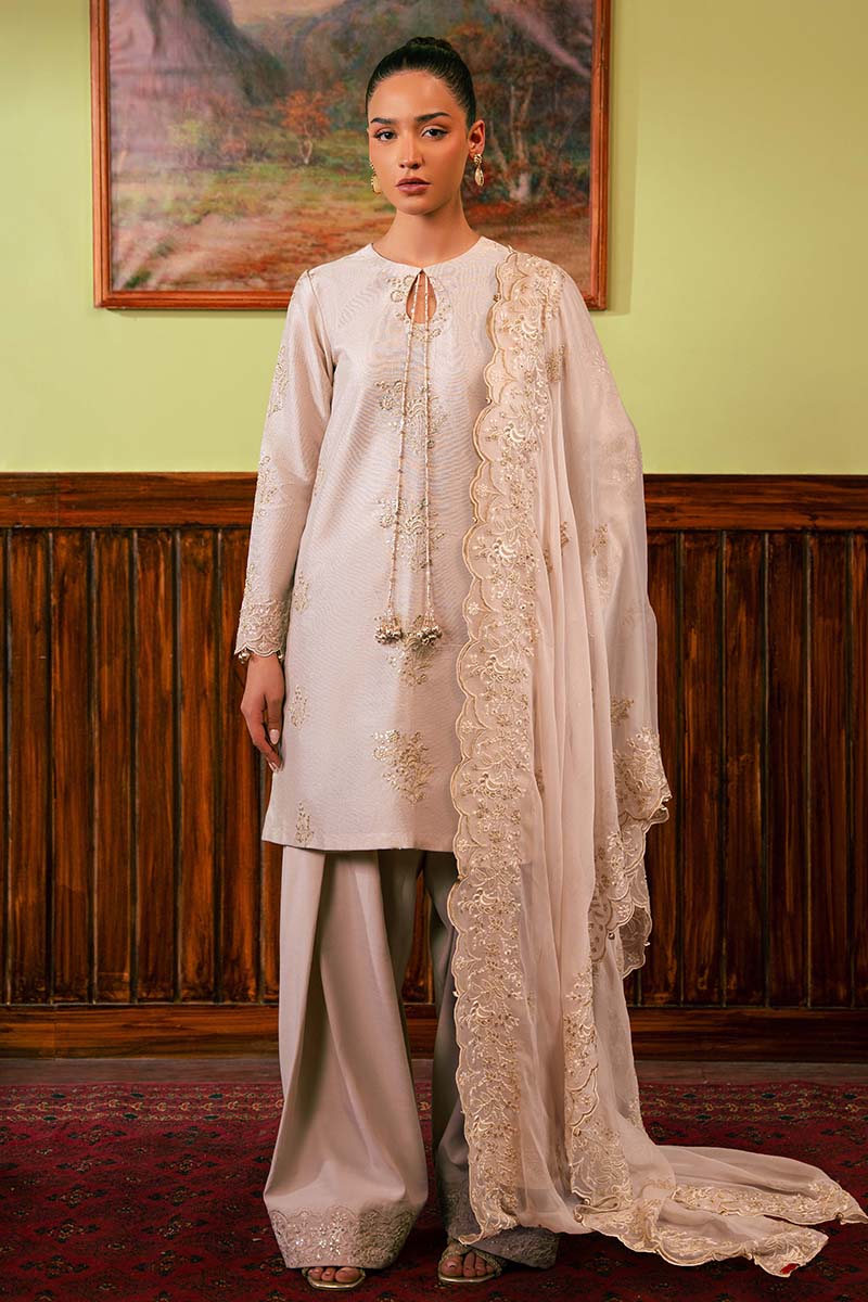 MISTY DOVE 4 Piece Embroidered Zari Suit Set - Traditional Indian Ethnic Wear for Women - Perfect for Weddings, Festivals & Special Occasions