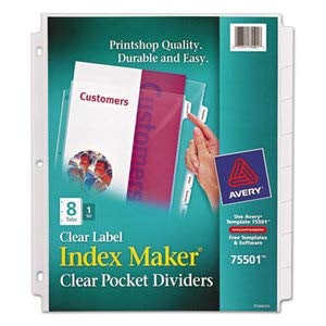 Avery Index Maker Print & Apply Clear Label Sheet Protector Dividers, 8-Tab, Letter Size - Perfect for Office Organization, Filing Systems & Document Management